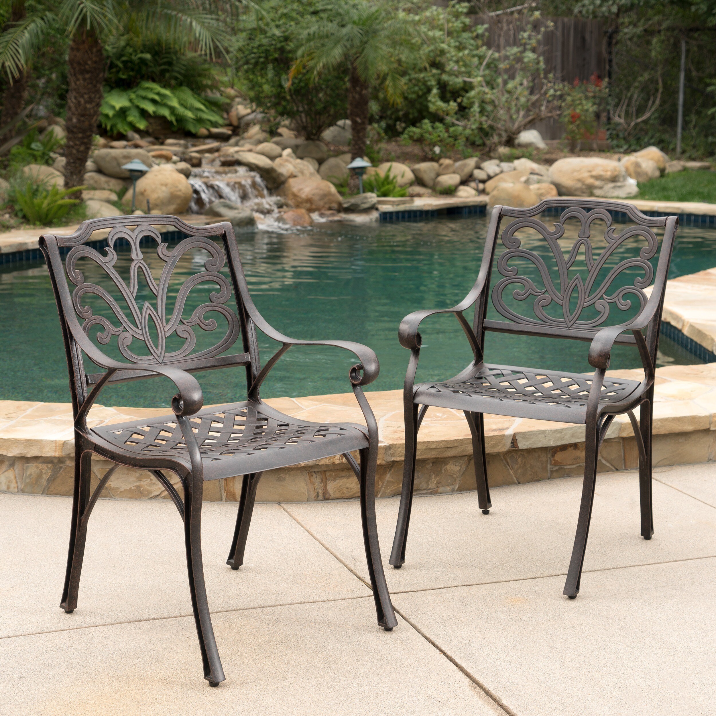 Alfresco Outdoor Cast Aluminum Dining Chair Set Of 2 By Alfresco Outdoor Cast Aluminum Dining Chair Set Of 2 By Christopher Knight Home