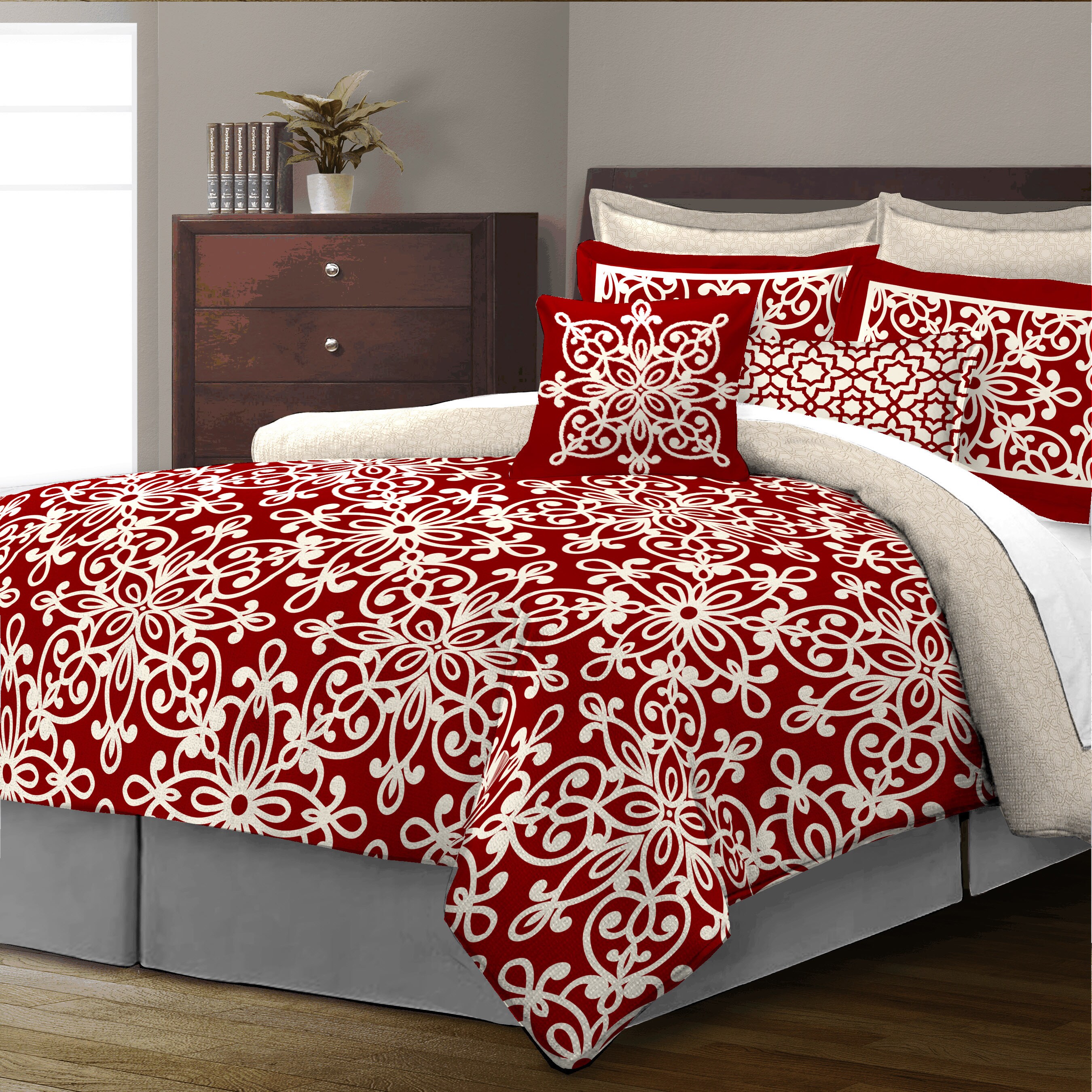 Stylenest Scarleta Red Bed in a Bag Bedding Set Free Shipping