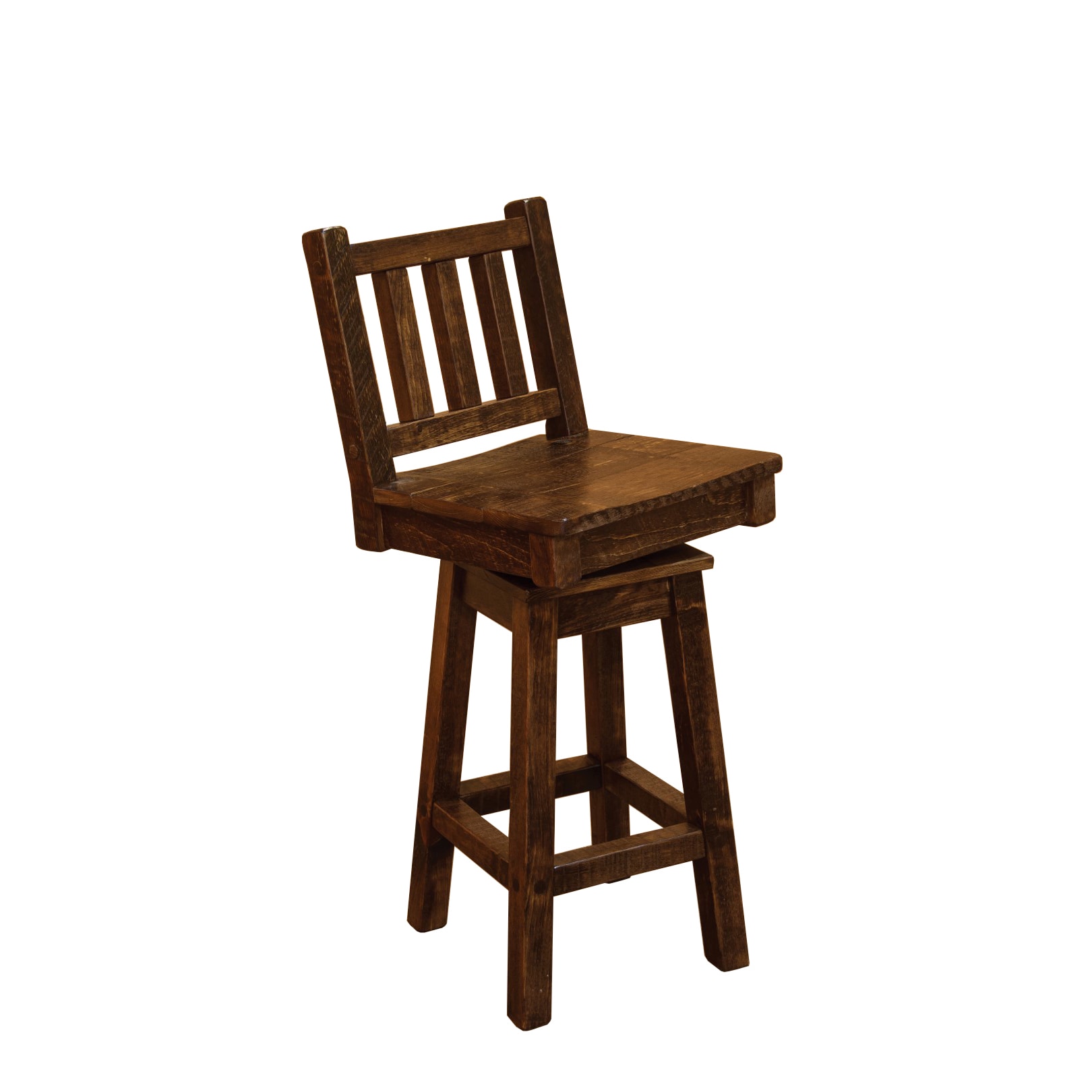 Barn Wood Style Timber Peg Swivel Bar Stool With Back 24 Or Barn Wood Style Timber Peg Swivel Bar Stool With Back 24 Or 36 Inch Free Shipping Today 14158670