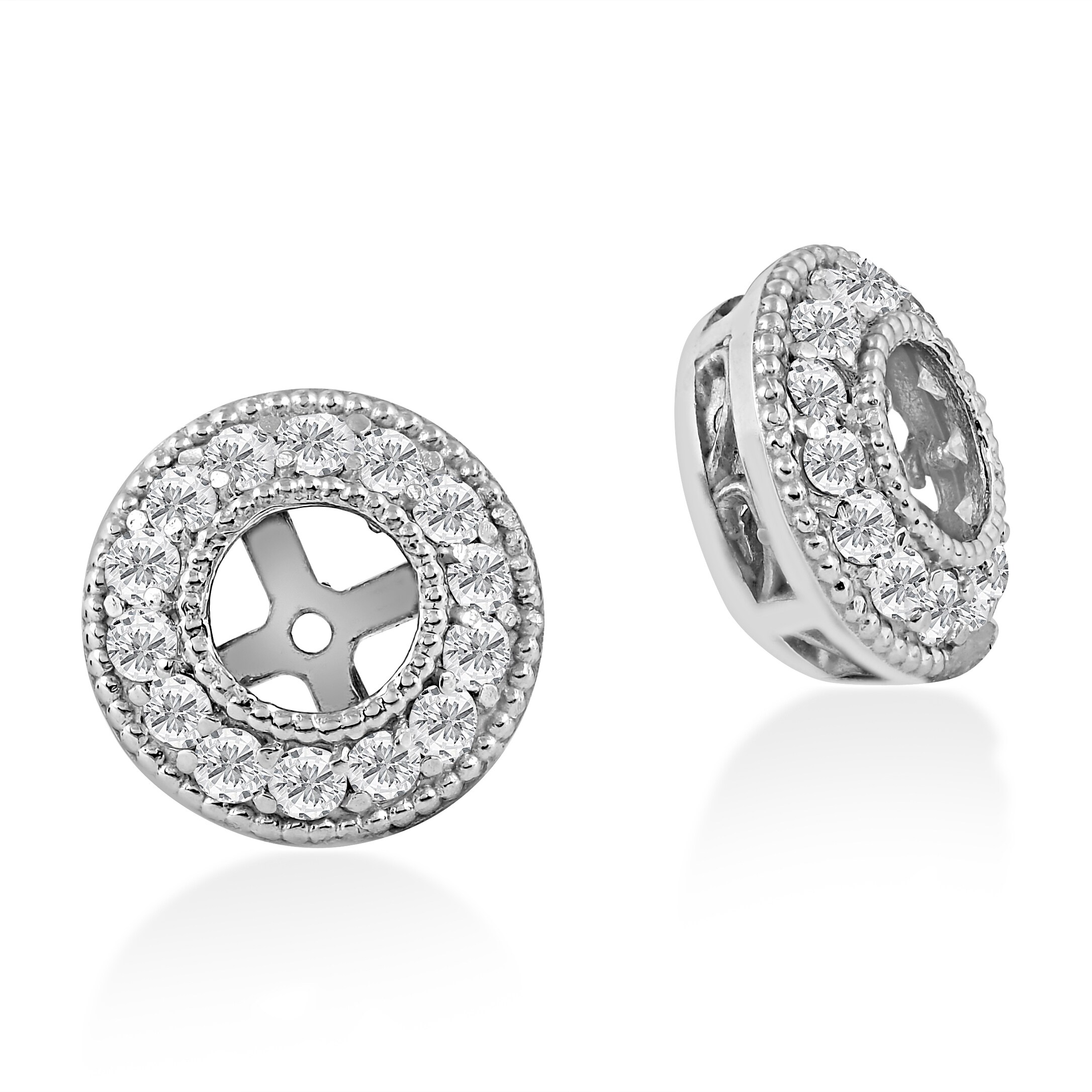 14k White Gold 1 2 Ct Tdw Diamond Earring Jackets Fit 2ct 14k White Gold 1 2 Ct Tdw Diamond Earring Jackets Fit 2ct Stones