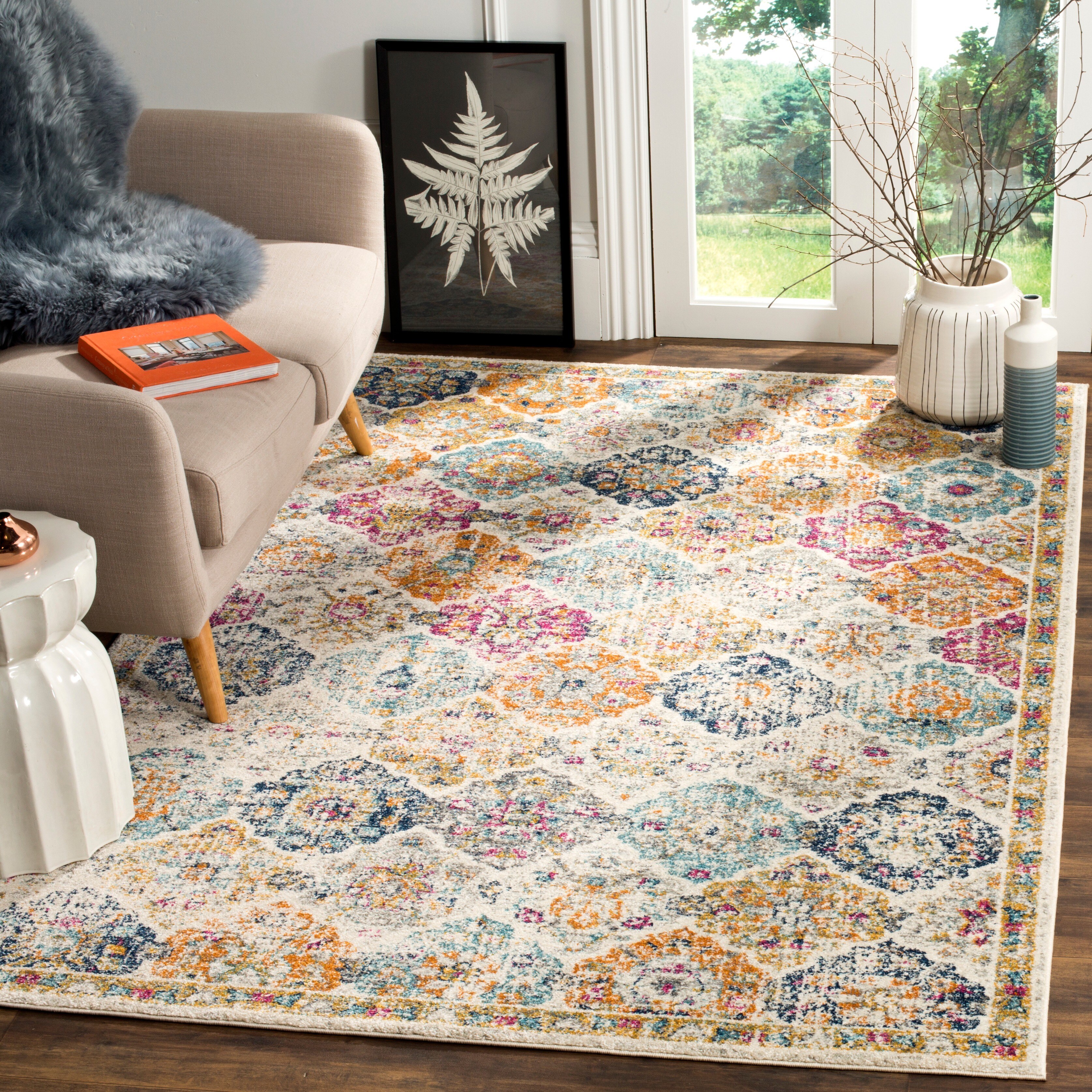 Safavieh Madison Bohemian Vintage Cream Multi Distressed Area Rug Safavieh Madison Bohemian Vintage Cream Multi Distressed Area Rug 11 X27 X