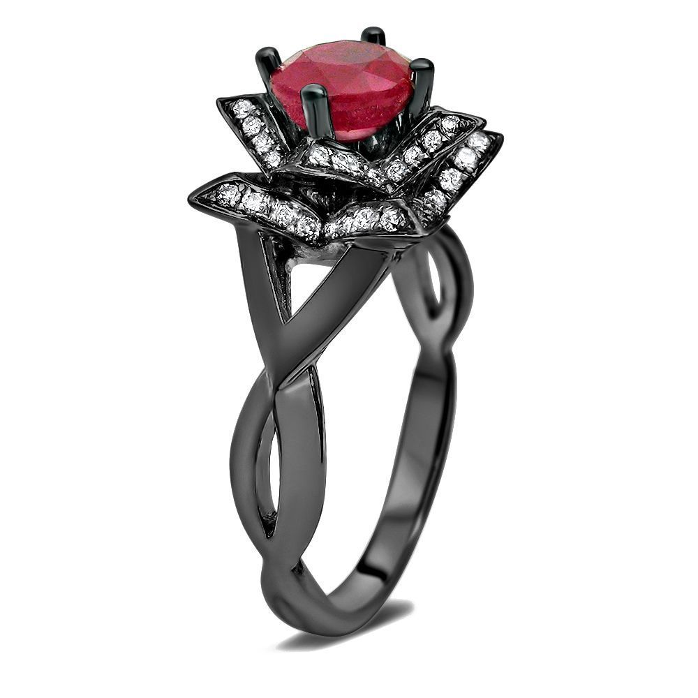 Shop Noori 14k Black Gold 1ct TGW Ruby Lotus Flower and 2/5ct TDW ...