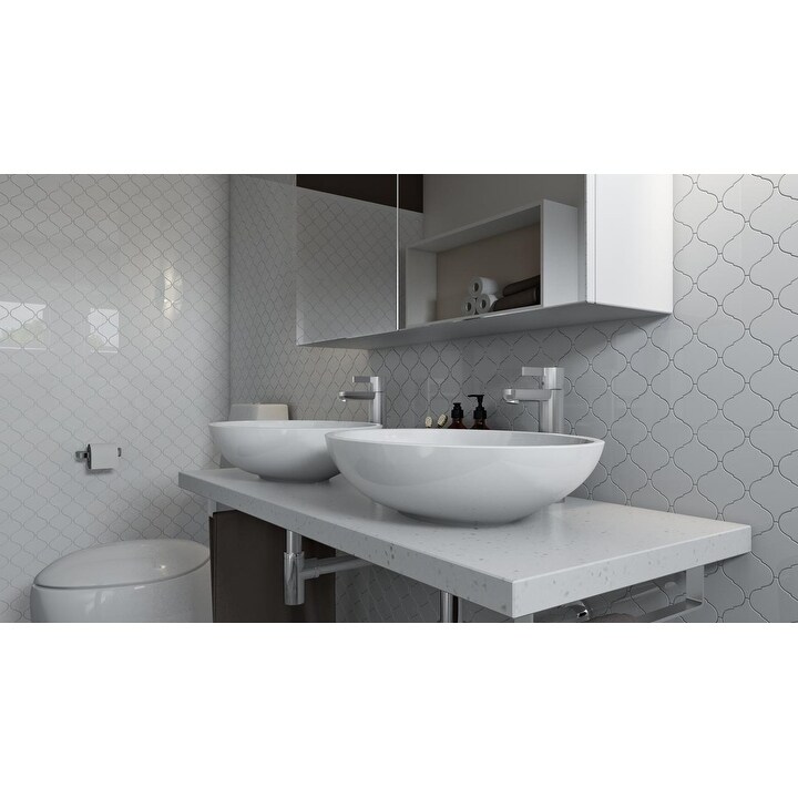 Giorbello White Porcelain 3 Inch Arabesque Tile 13 35 Sq Ft Giorbello White Porcelain 3 Inch Arabesque Tile 13 35 Sq Ft