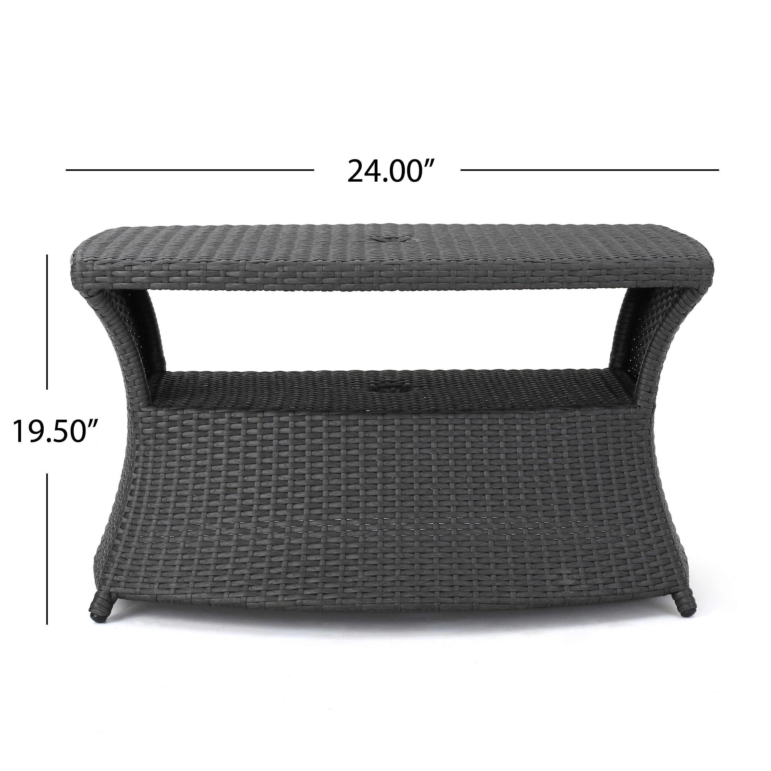 Berkeley Outdoor Wicker Side Table With Umbrella Hole By Christopher Knight Home 19 5 H X 34 W X 22 D