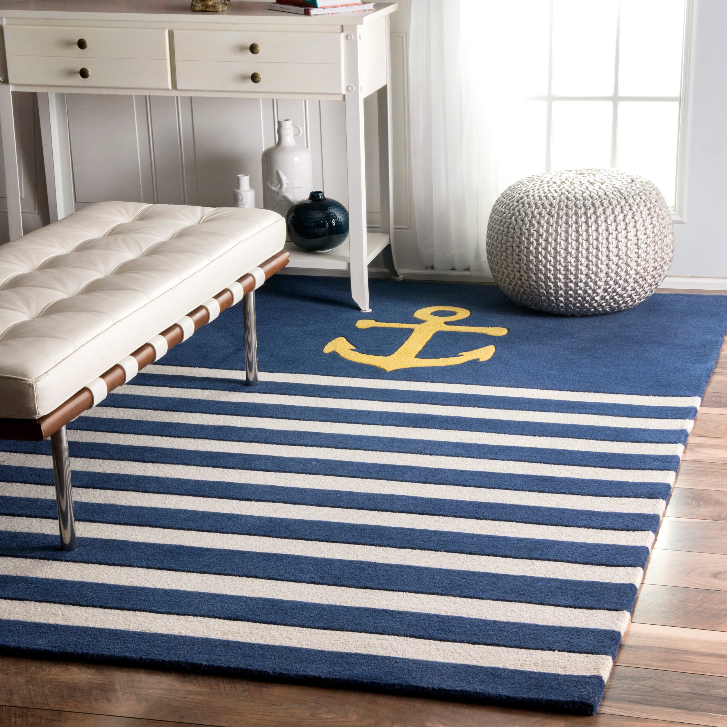 Nuloom Handmade By Thomas Paul Anchor Nautical Striped Area Rug