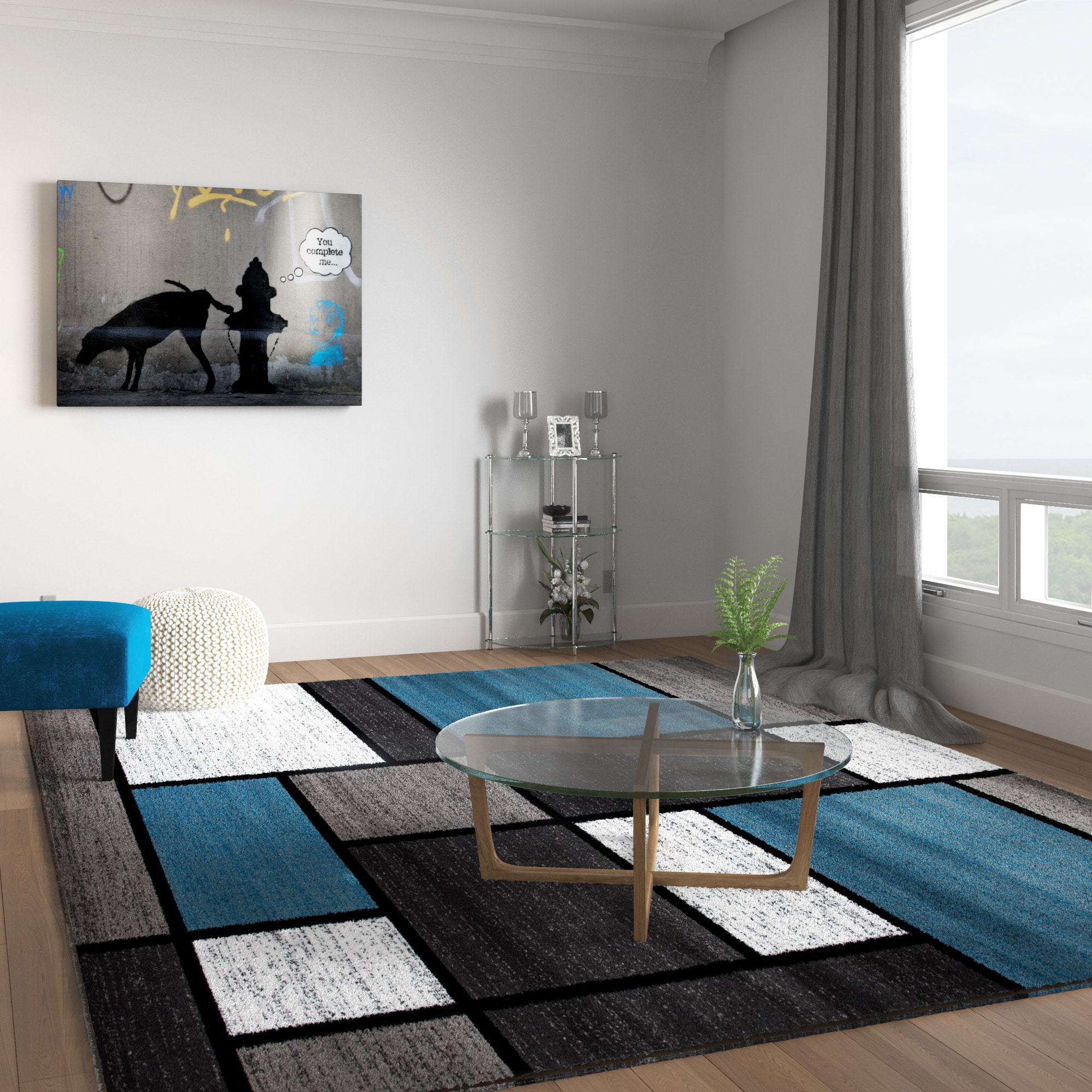 Contemporary modern boxes blue grey area rug 710 x 102 710 x 102