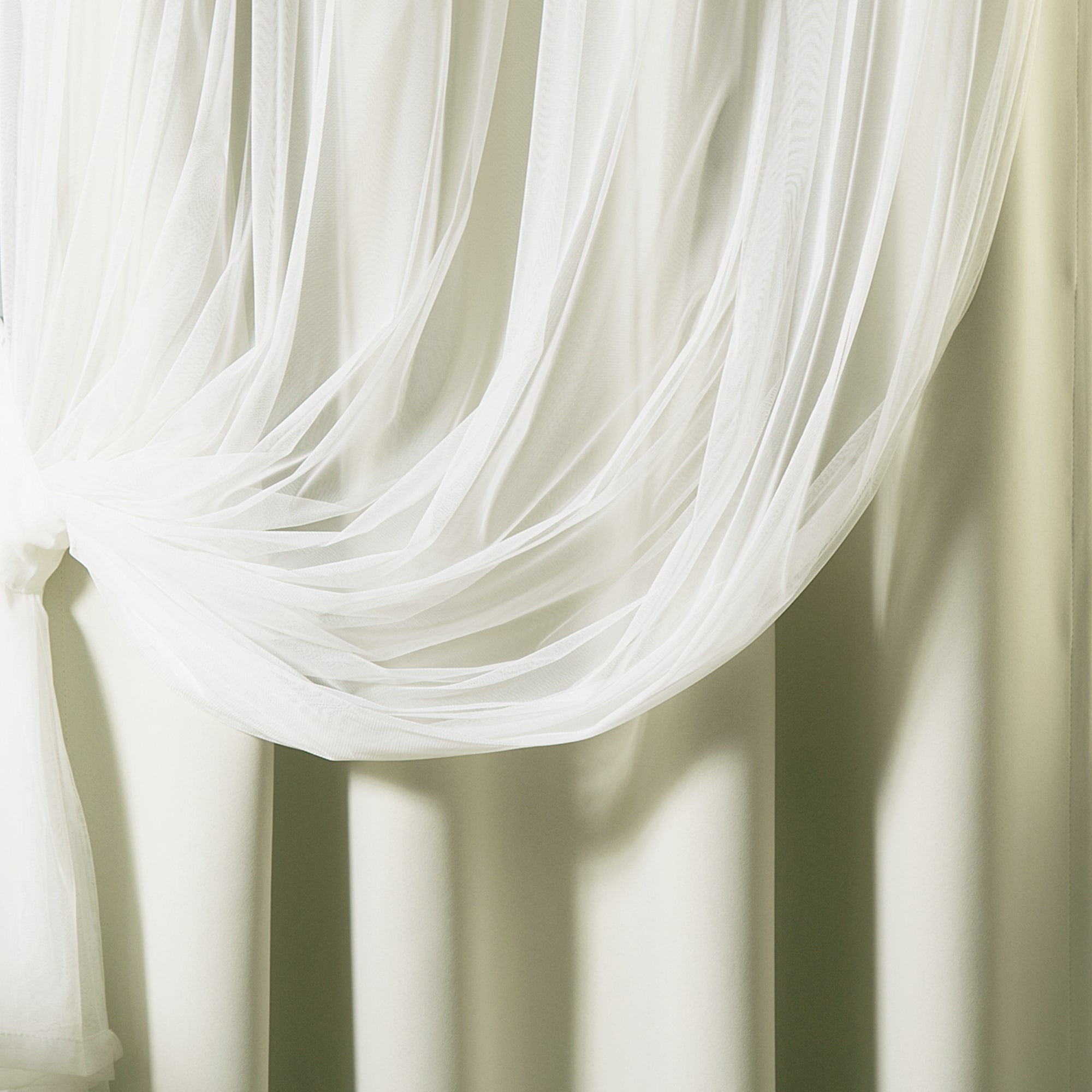 Aurora Home Tulle Sheer with Attached Valance & Solid Blackout