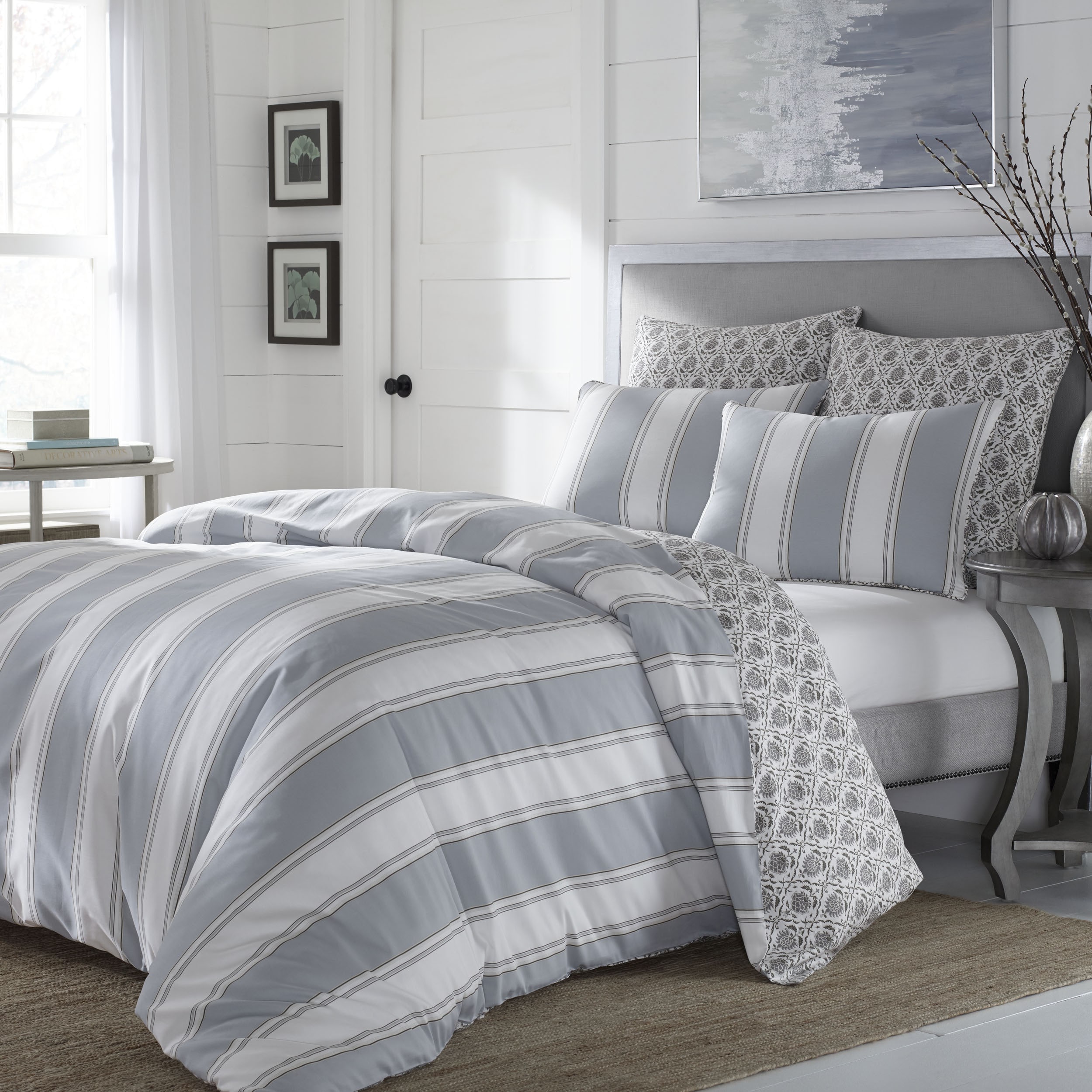 Stone Cottage Calista Grey Stripe Cotton Sateen Comforter Set Stone Cottage Calista Grey Stripe Cotton Sateen Comforter Set