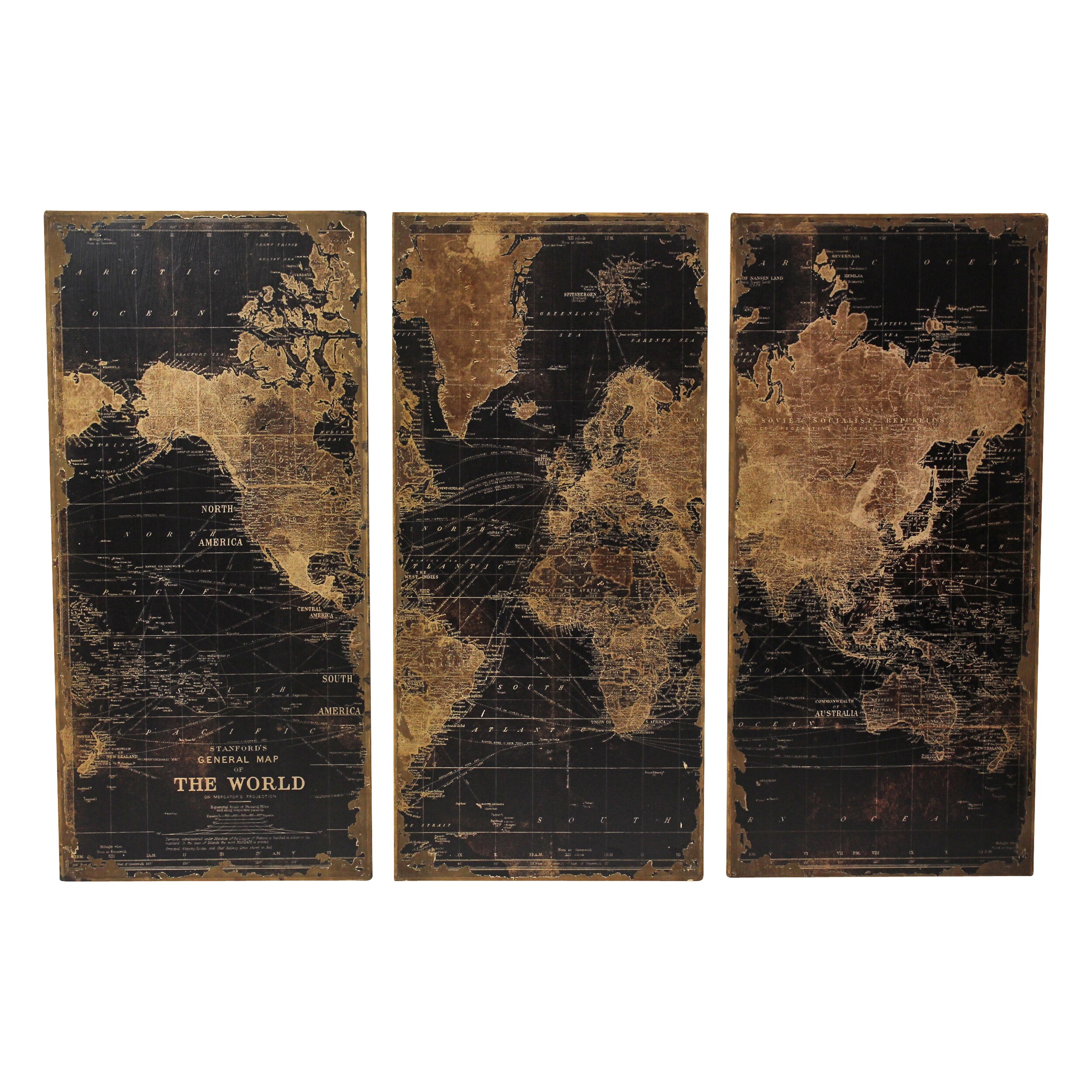 Stanford World Map Wall Decor Pack Of 3 Free Shipping Today Stanford World Map Wall Decor Pack Of 3