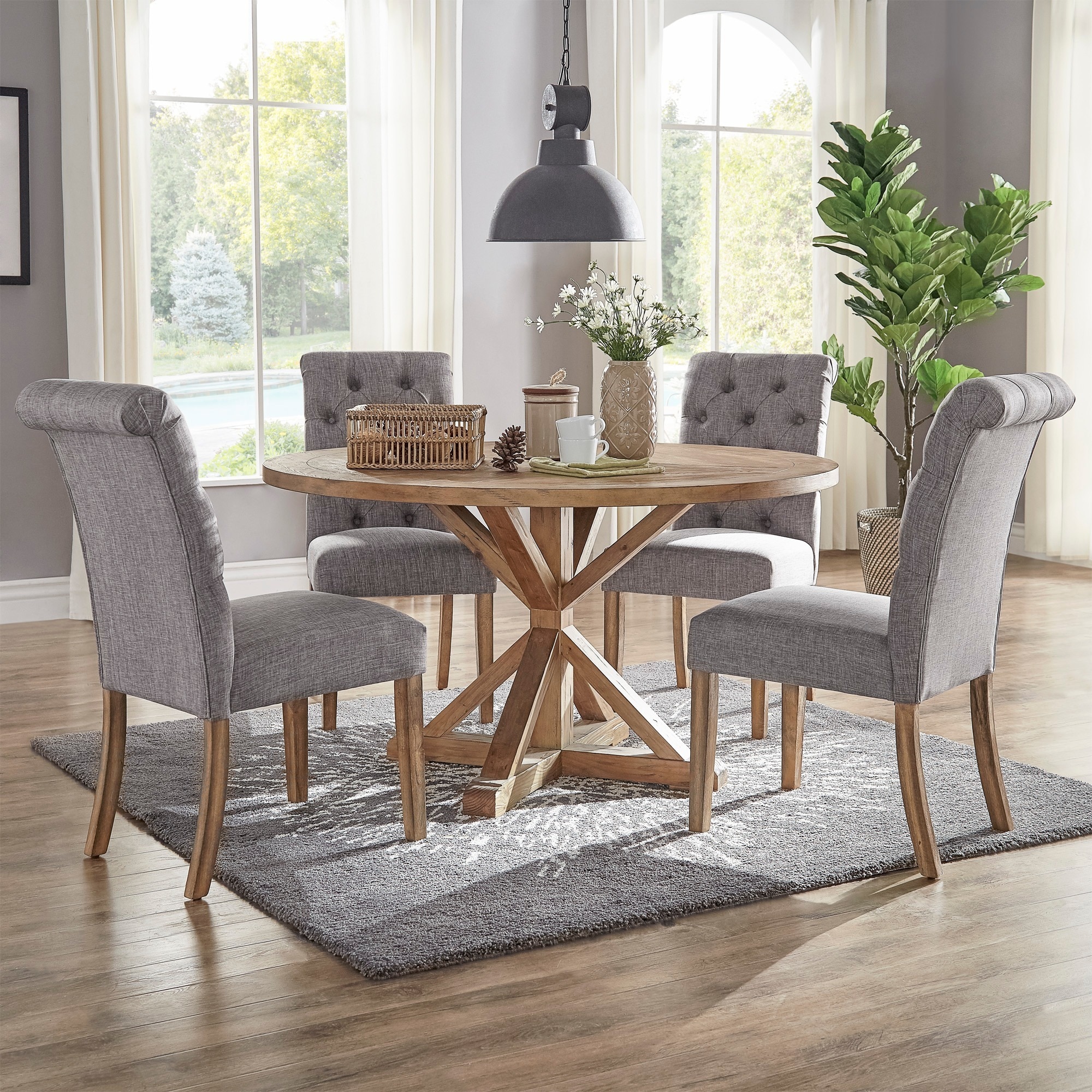 Benchwright Rustic X Base 48 Inch Round Dining Table Set By