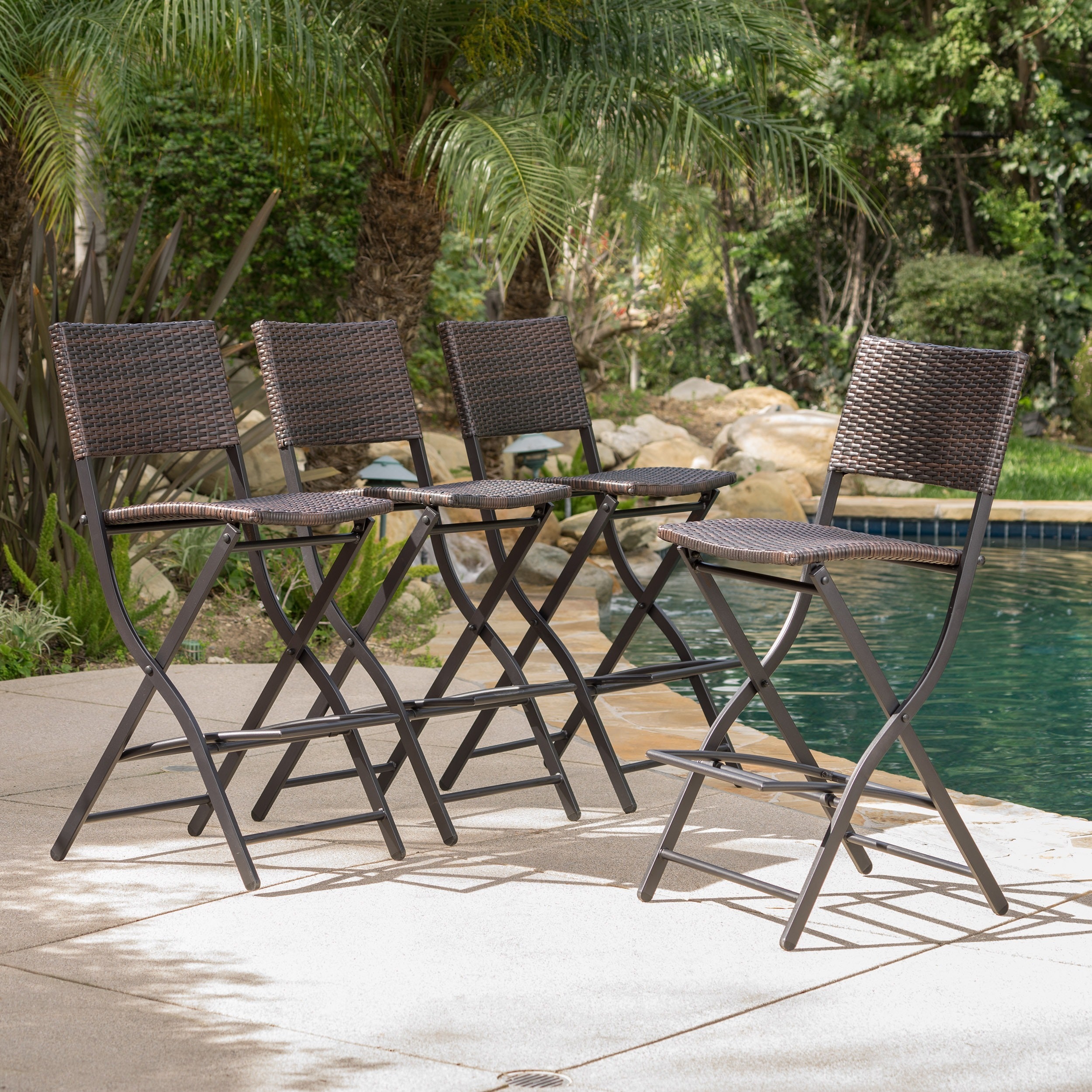 Shop Margarita Outdoor Wicker Barstool Set Of 4 By Christopher