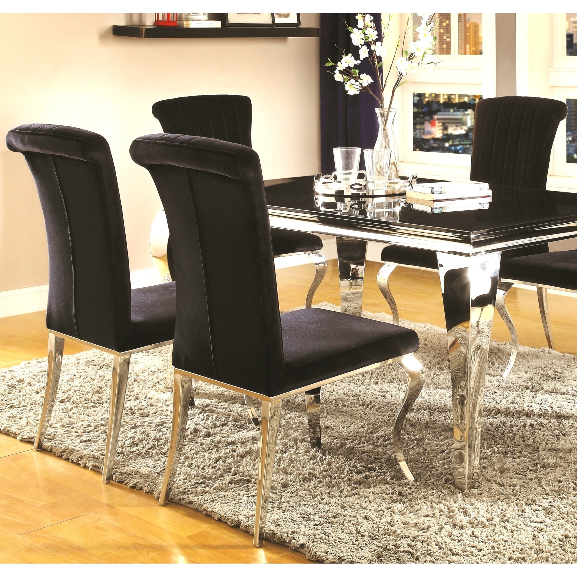 Cabriole Design Stainless Steel With Black Tempered Gl Cabriole Design Stainless Steel With Black Tempered Gl Dining Set Free Shipping Today 14393958
