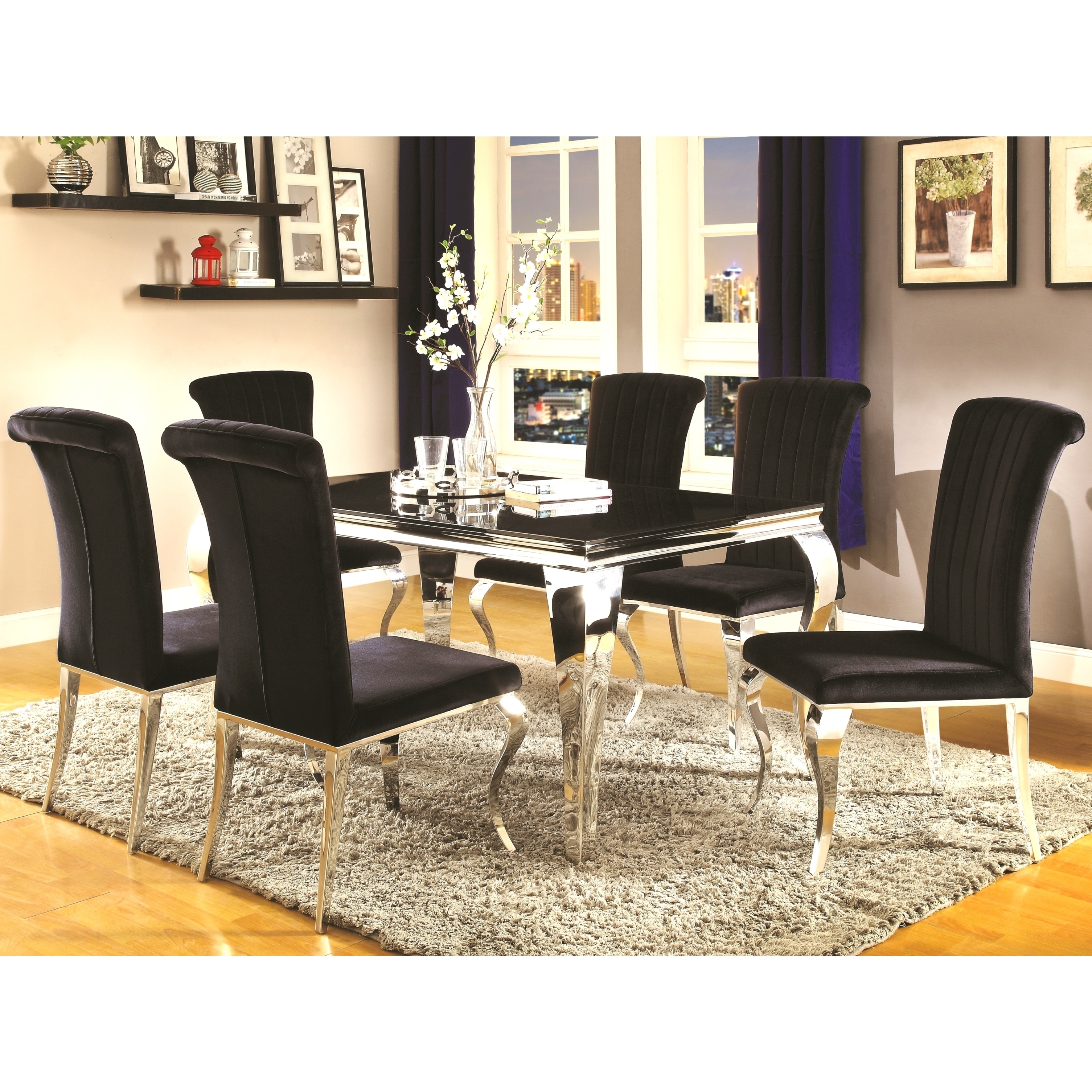 Cabriole Design Stainless Steel With Black Tempered Gl Cabriole Design Stainless Steel With Black Tempered Gl Dining Set Free Shipping Today 14393958