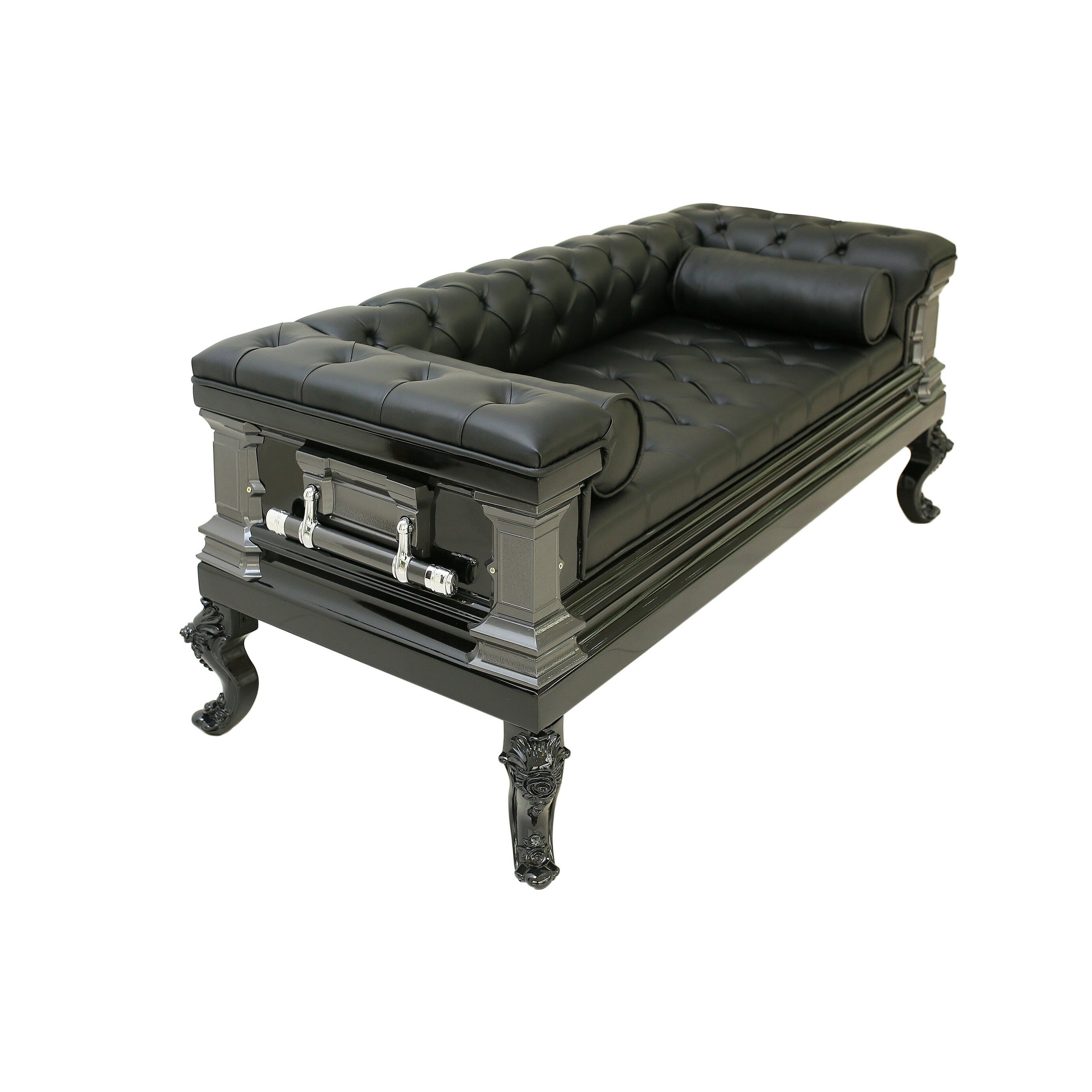 Gothic Inspired Black Leather Sofa