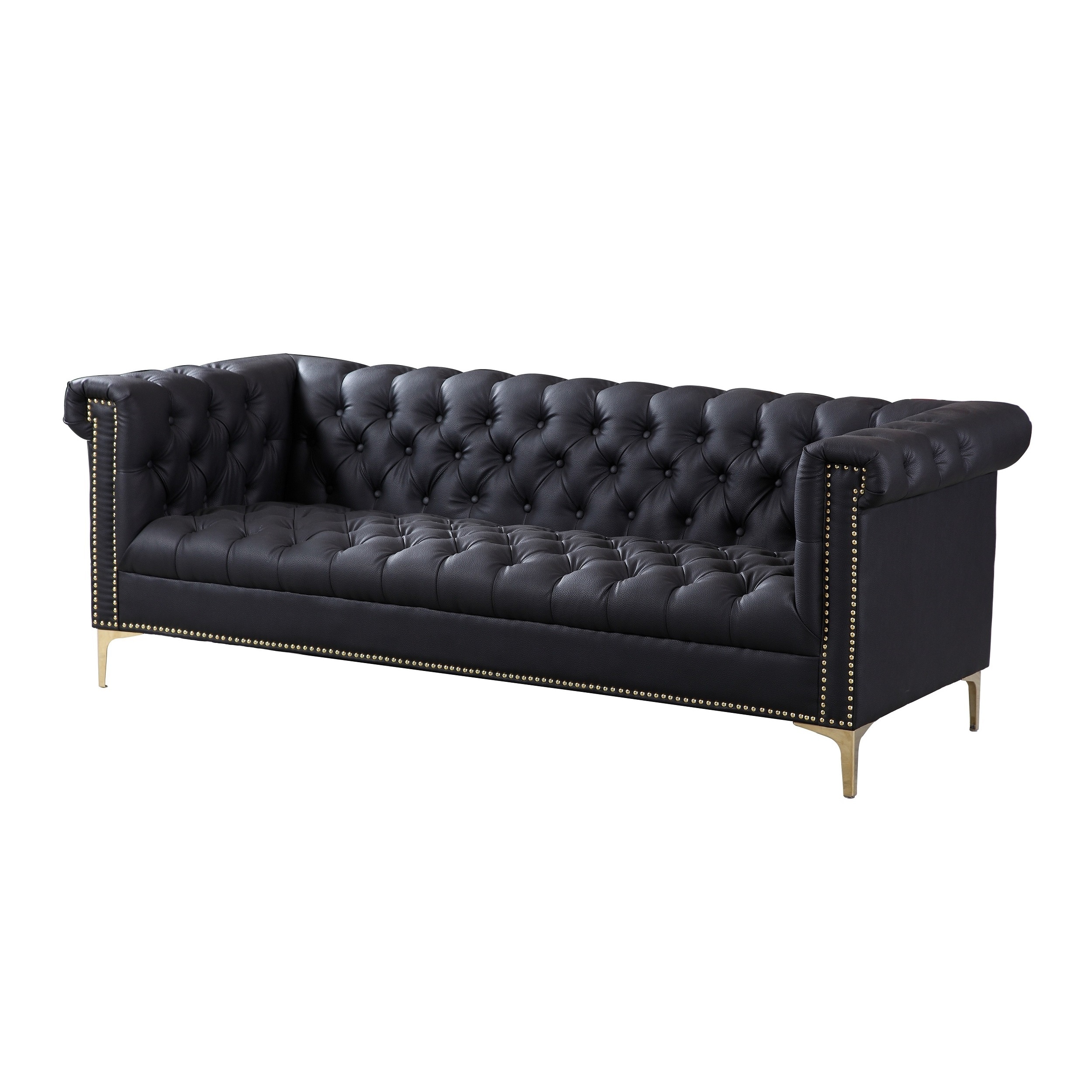 Chic Home Patton Pu Leather Goldtone Metal Y Leg Sofa Black Chic Home Patton Pu Leather Goldtone Metal Y Leg Sofa Black On Free Shipping Today 14427899