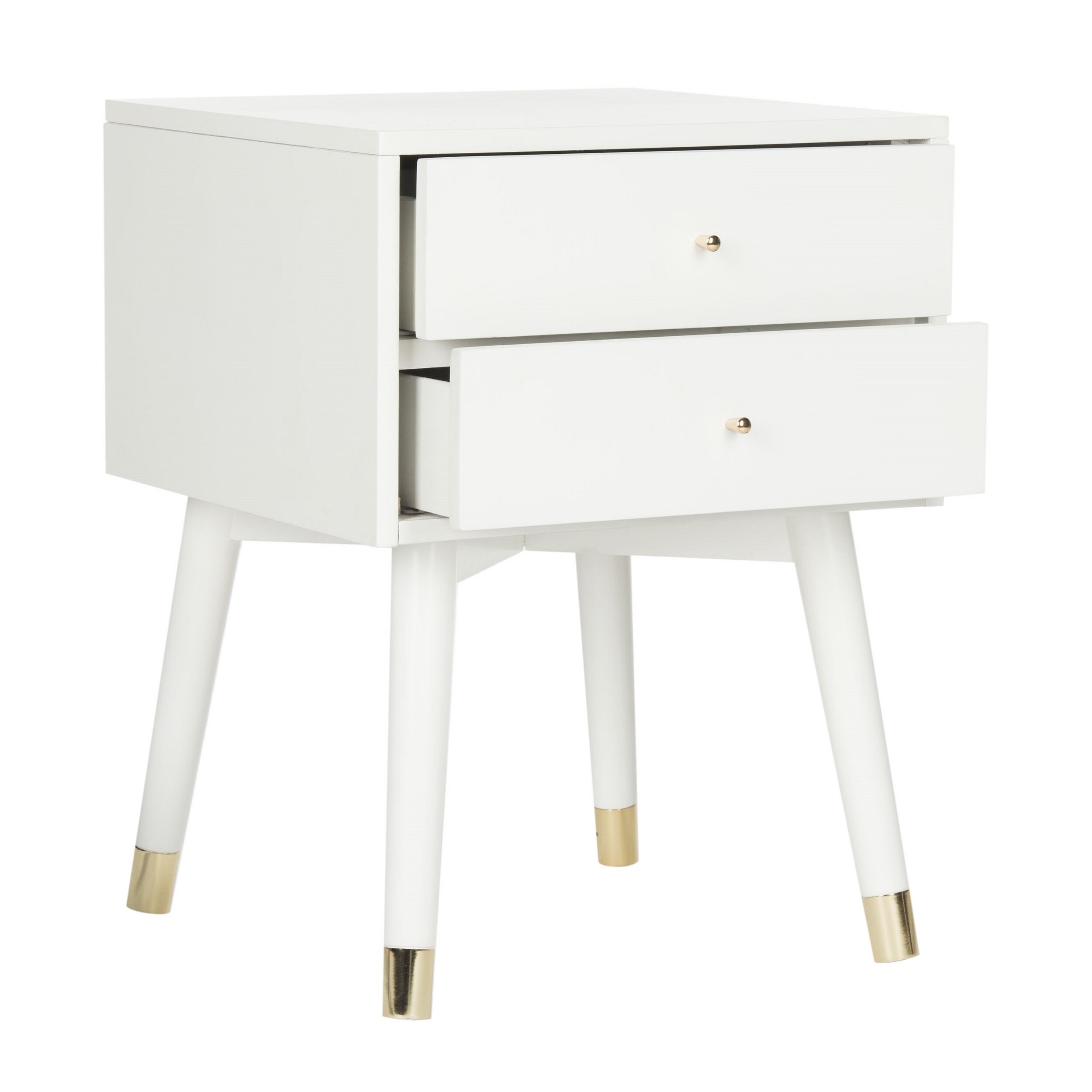 Safavieh Lyla Mid Century Retro White Gold Cap Safavieh Lyla Mid Century Retro White Gold Cap Nightstand On Free Shipping Today 14428408