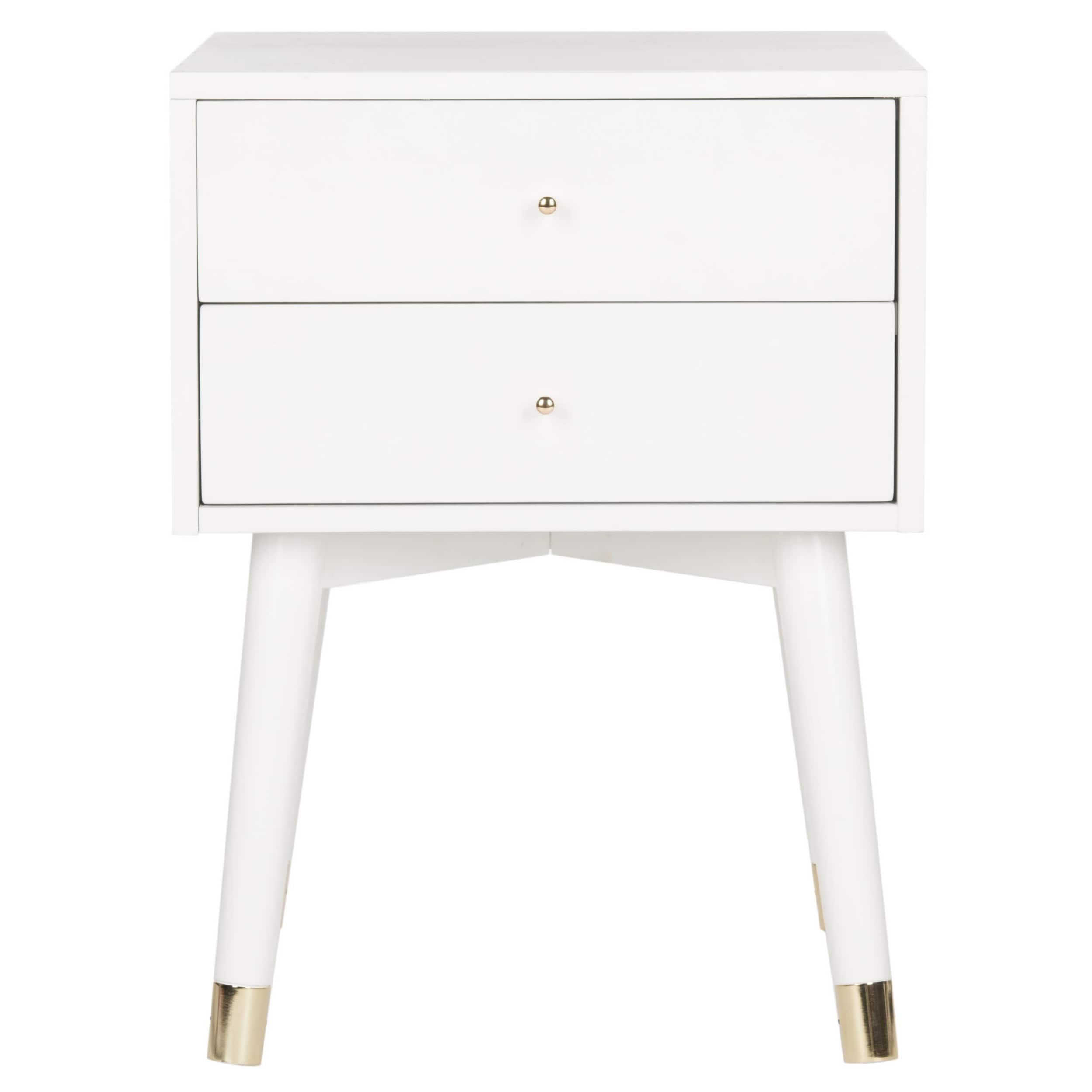 Safavieh Lyla Mid Century Retro White Gold Cap Safavieh Lyla Mid Century Retro White Gold Cap Nightstand On Free Shipping Today 14428408