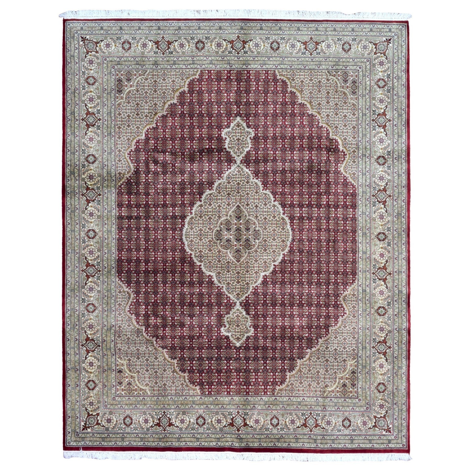 Finerugcollection Hand Knotted Mahi Tabriz With Silk Flowers Finerugcollection Hand Knotted Mahi Tabriz With Silk Flowers Red Wool Oriental Rug On Free Shipping Today 14452979