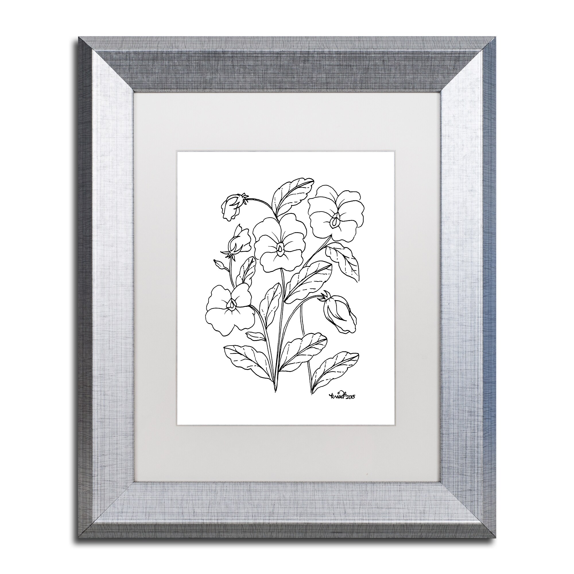 Shop KCDoodleArt Simple Flower Doodle 3 Matted Framed Art Free