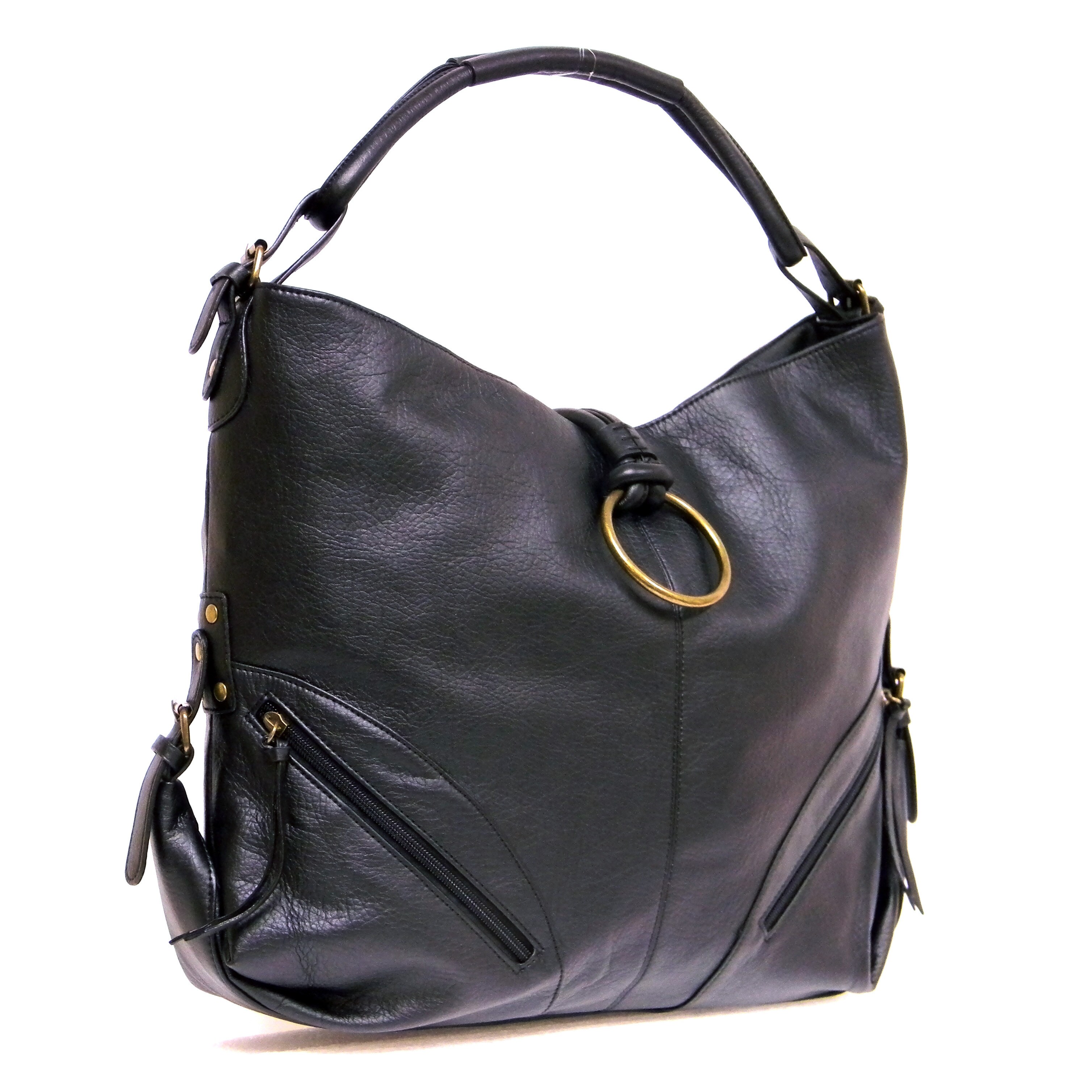 Donna Bella Designs Octavia Black Faux Leather Hobo Handbag Donna Bella Designs Octavia Black Faux Leather Hobo Handbag On Free Shipping Orders Over 45 14490769