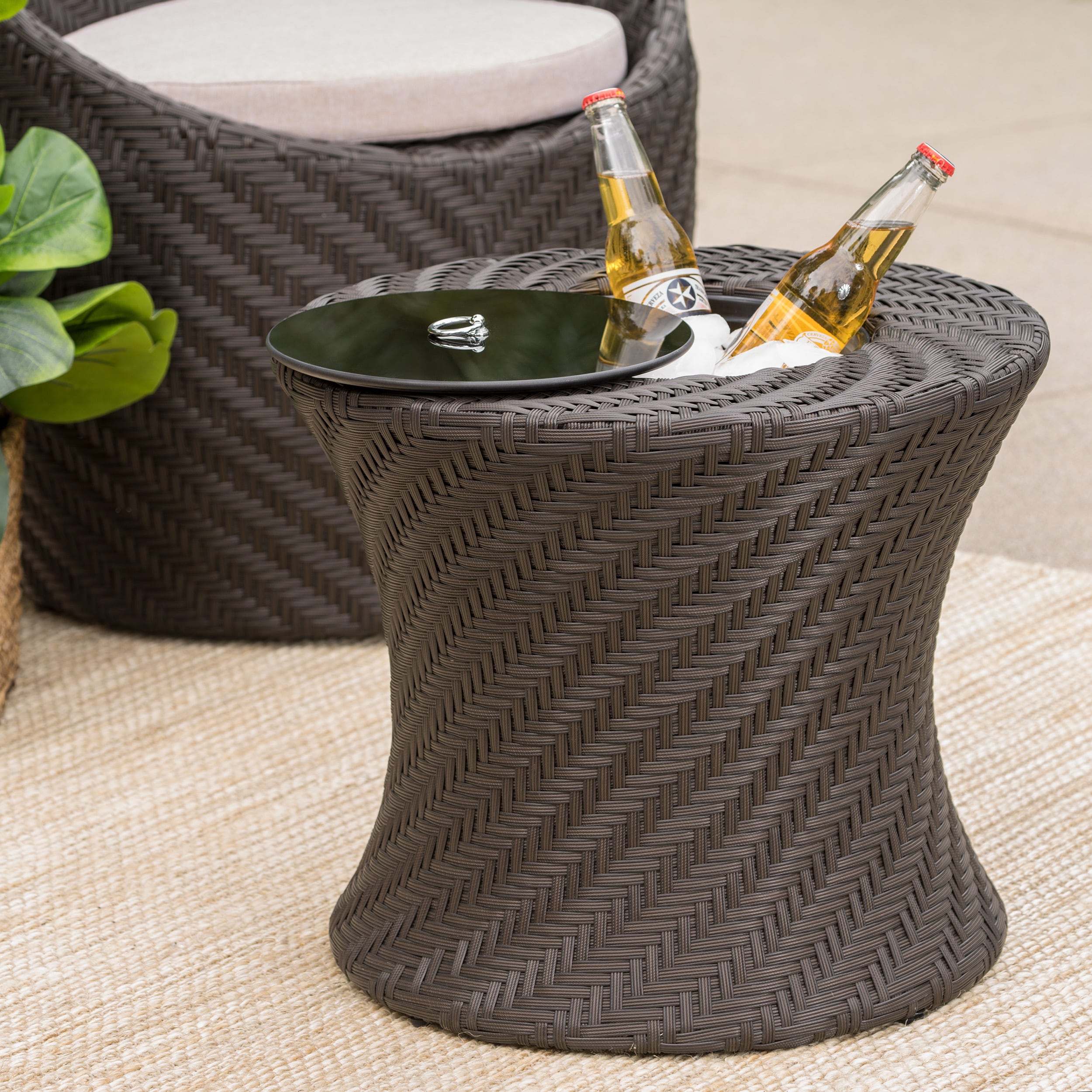 La Jolla Outdoor Wicker Accent Table With Ice Bucket By La Jolla Outdoor Wicker Accent Table With Ice Bucket By Christopher Knight Home On Free Shipping Today 14491515