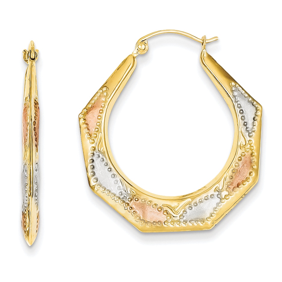 Versil 14 Karat Gold With White And Rose Rhod Ollow Hoop Versil 14 Karat Gold With White And Rose Rhod Ollow Hoop Earrings Free Shipping Today 14505338