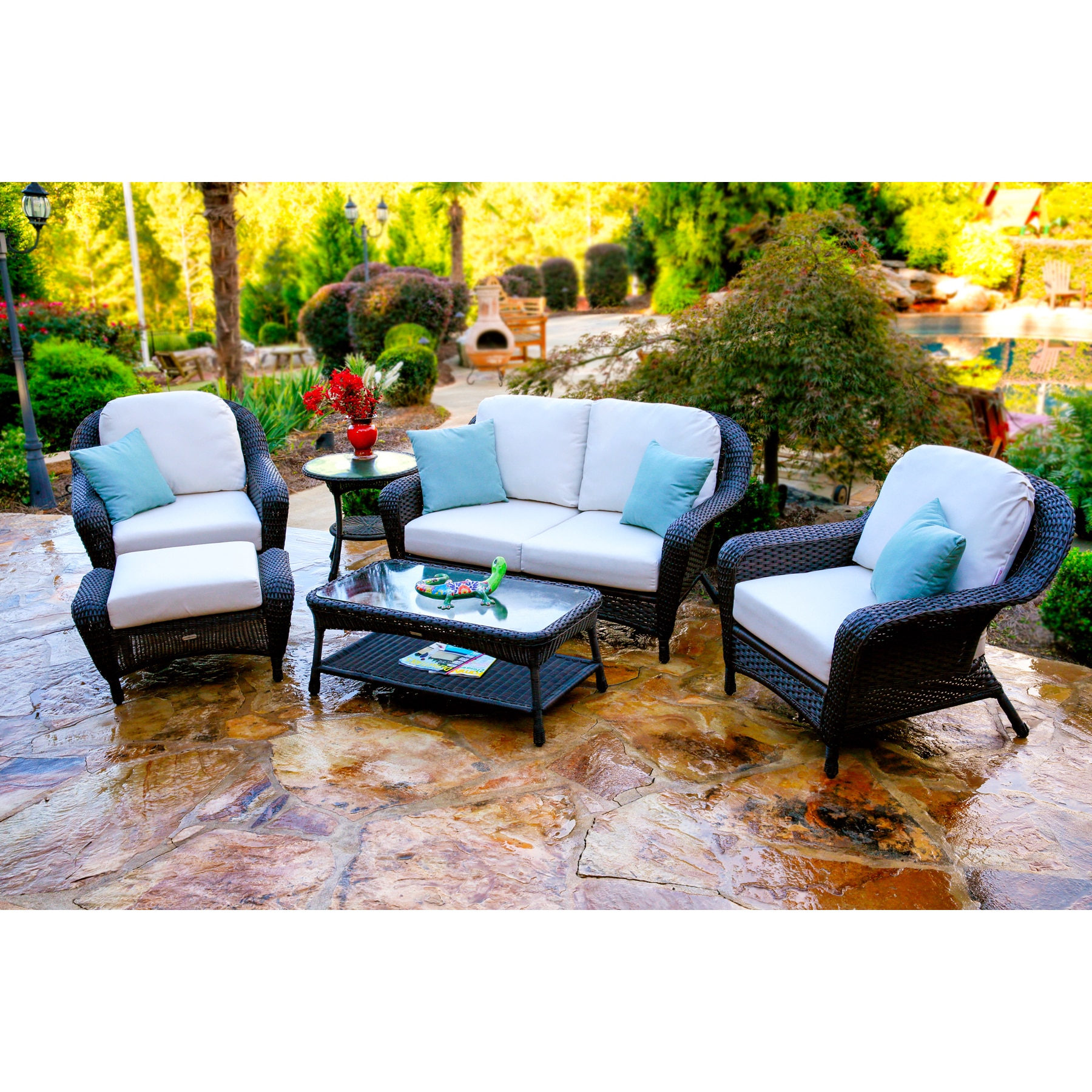 Lexington Dark Wicker Outdoor 6 Piece Patio Furniture Set With Lexington Dark Wicker Outdoor 6 Piece Patio Furniture Set With Cushions