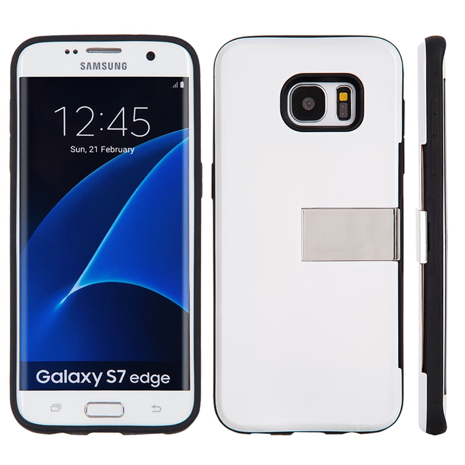 Shop Samsung Galaxy S7 Edge Moderne Series Black Luxury Card Holder Shop Samsung Galaxy S7 Edge Moderne Series Black Luxury Card Holder Hybrid Case with Gold Stand Free Shipping Orders Over $45 Overstock