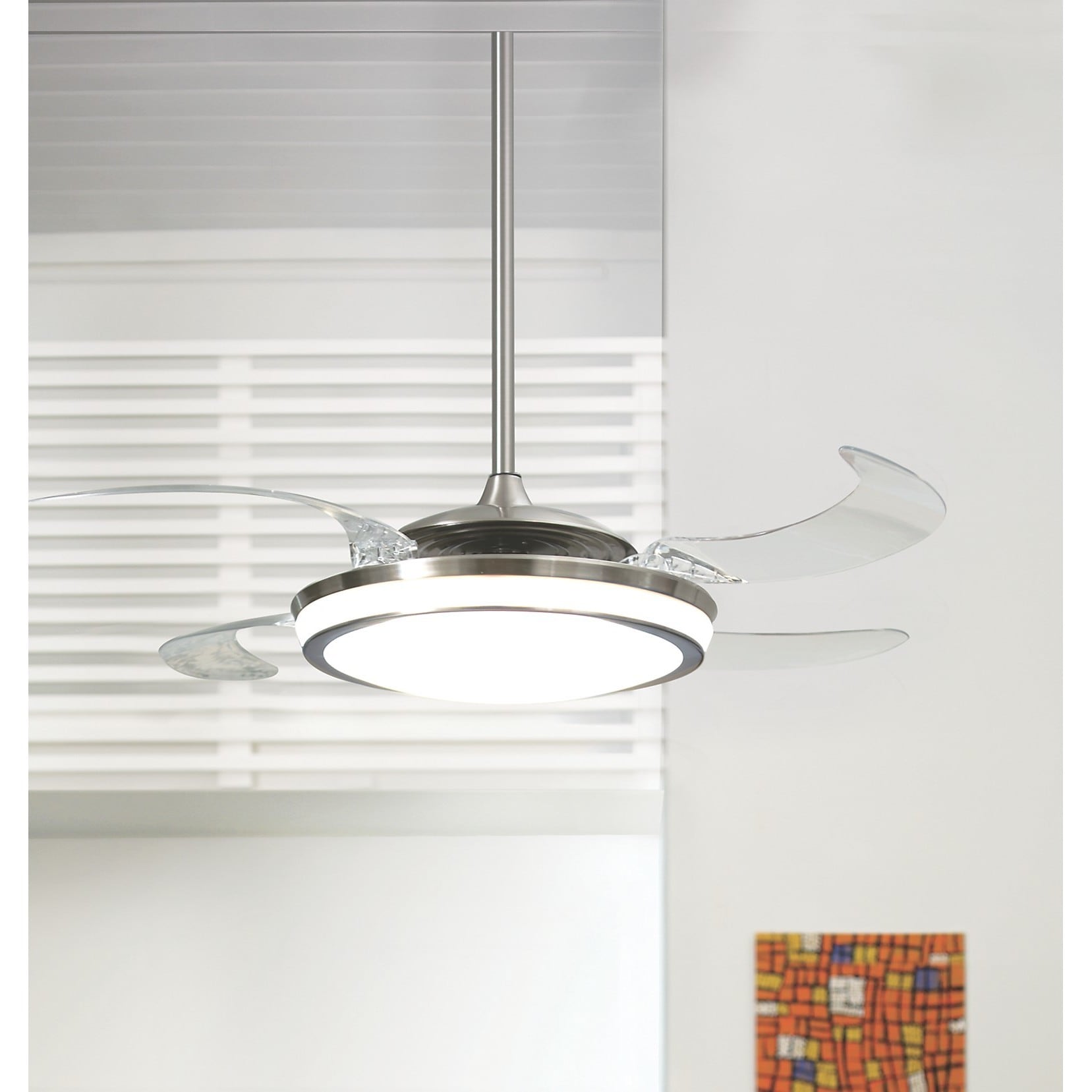 Hunter Fan Fanaway Brushed Chrome With 5 Clear Blades 48 Inch Hunter Fan Fanaway Brushed Chrome With 5 Clear Blades 48 Inch Ceiling Integrated Light Silver Free Shipping Today