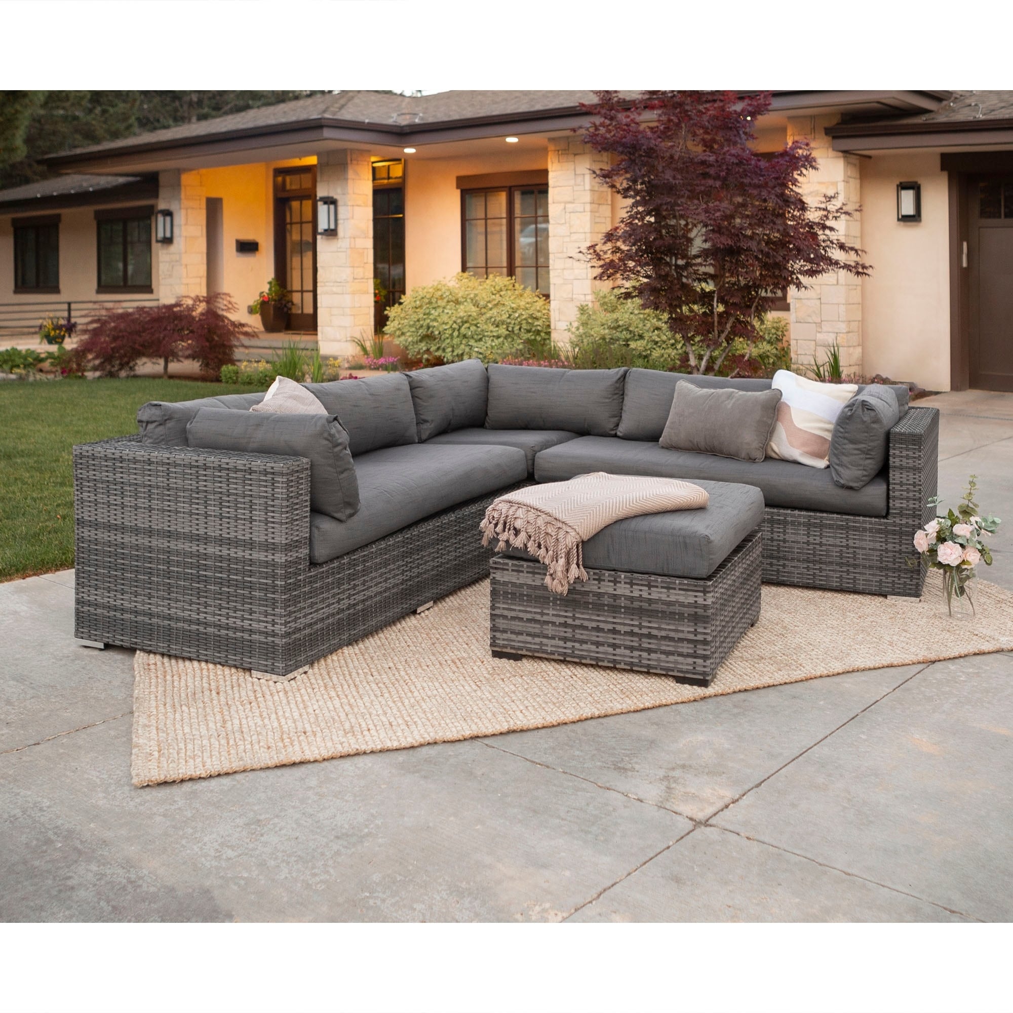 3 Piece Multi Shade Outdoor Sectional And Ottoman On 3 Piece Multi Shade Outdoor Sectional And Ottoman On Free Shipping Today 14595230
