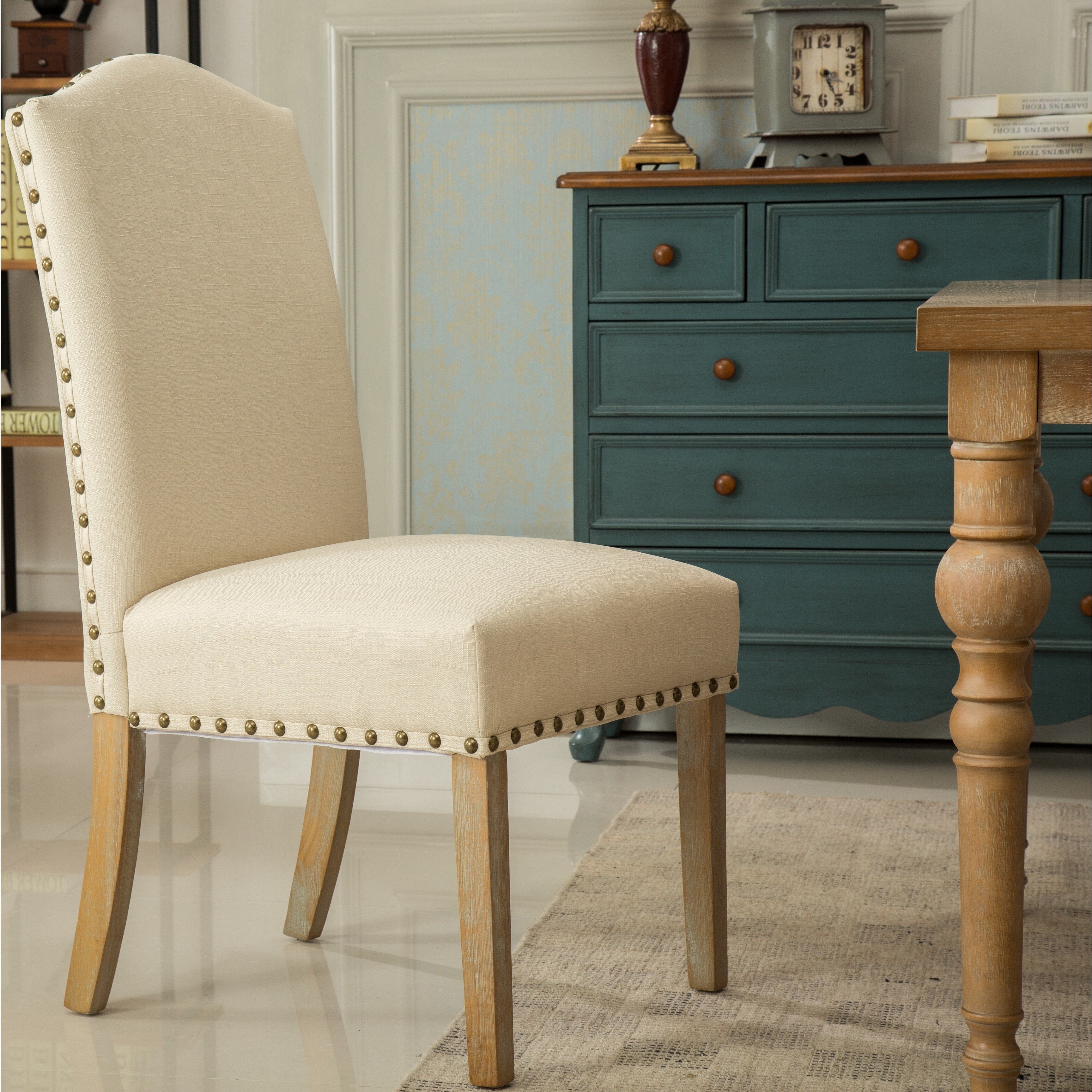 Habitanian Solid Wood Dining Table With 6 Nailhead Chairs Habitanian Solid Wood Dining Table With 6 Nailhead Chairs Free Shipping Today 14602657