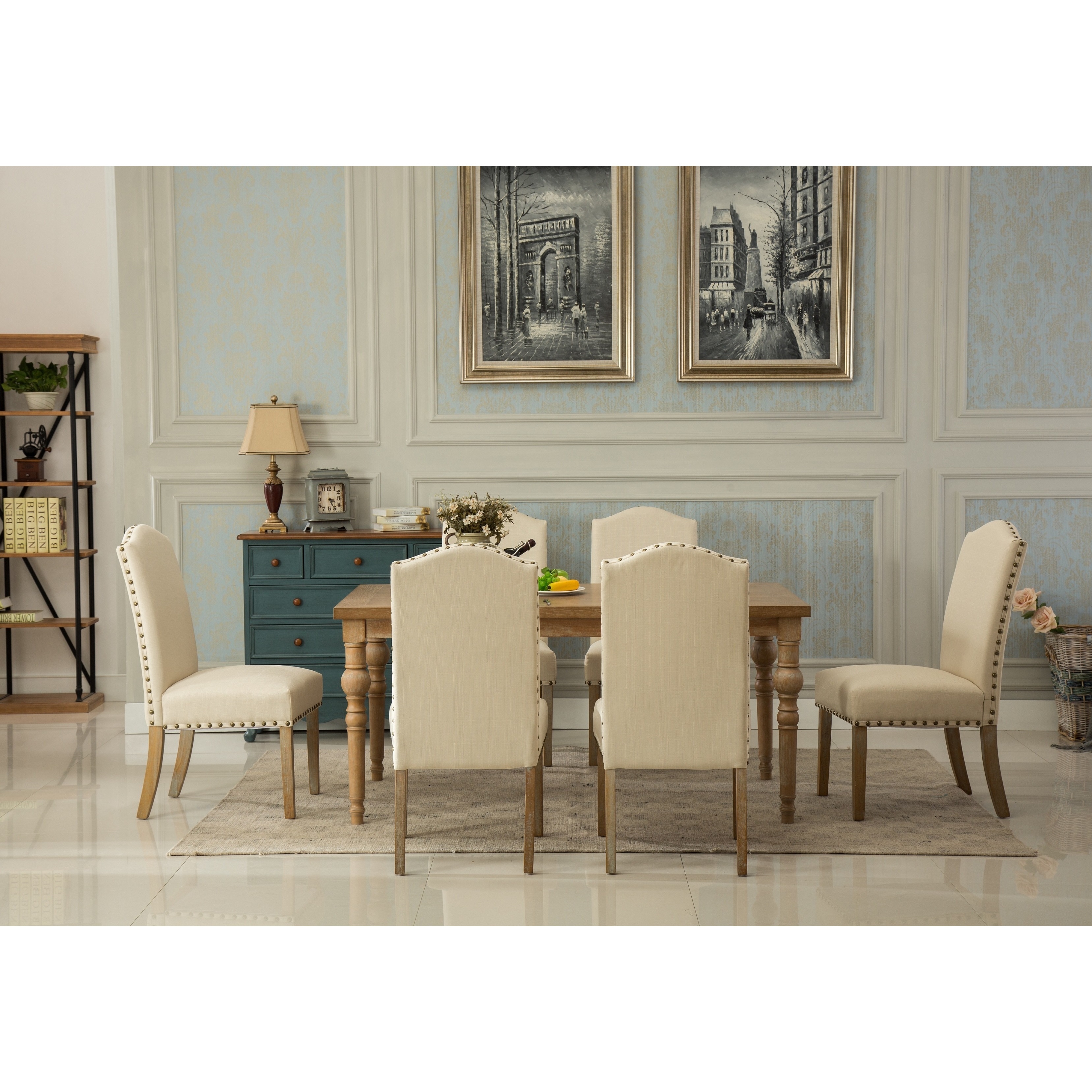 Habitanian Solid Wood Dining Table With 6 Nailhead Chairs Habitanian Solid Wood Dining Table With 6 Nailhead Chairs Free Shipping Today 14602657