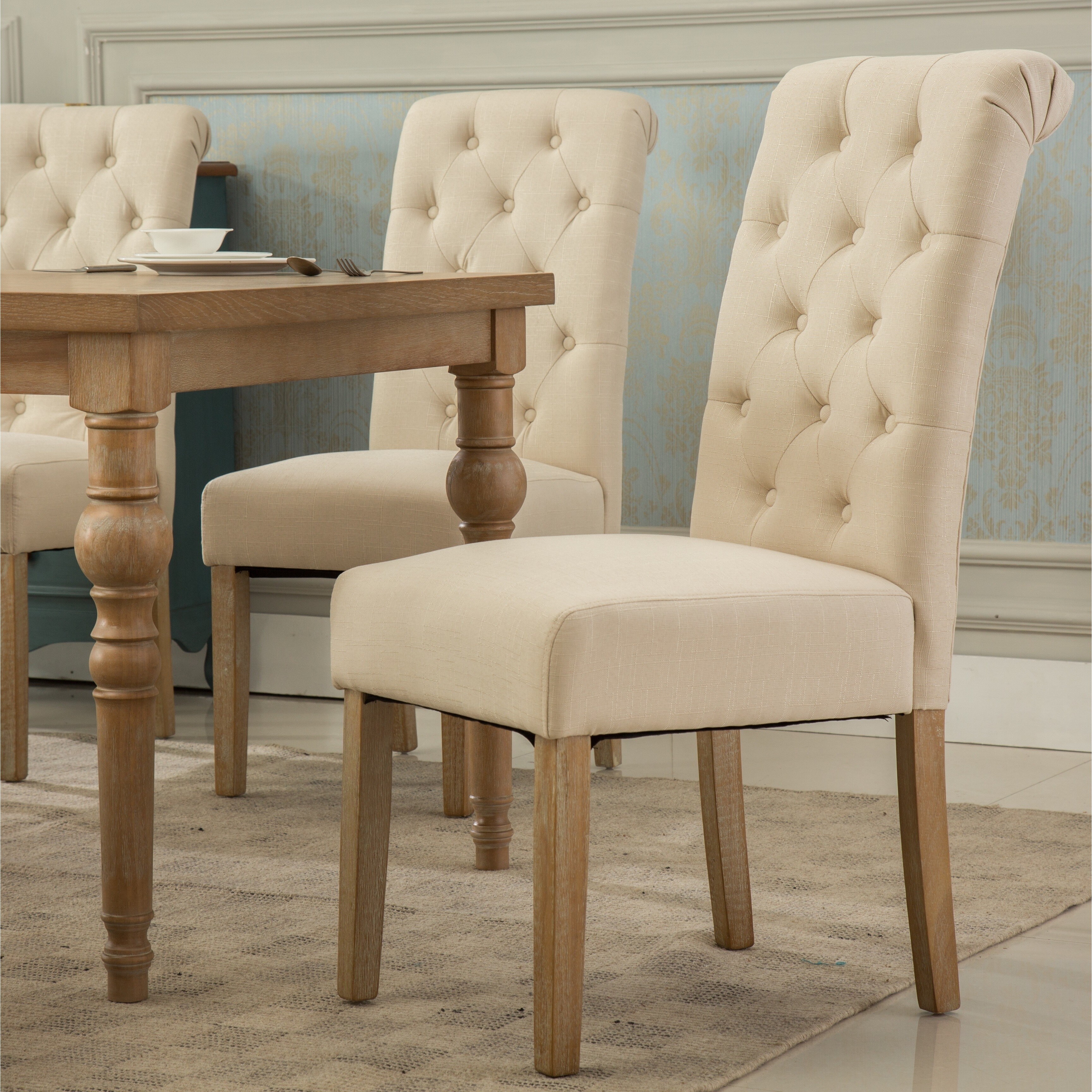 Habitanian Solid Wood Dining Table With 6 On Tufted Chairs Habitanian Solid Wood Dining Table With 6 On Tufted Chairs Free Shipping Today 14602680