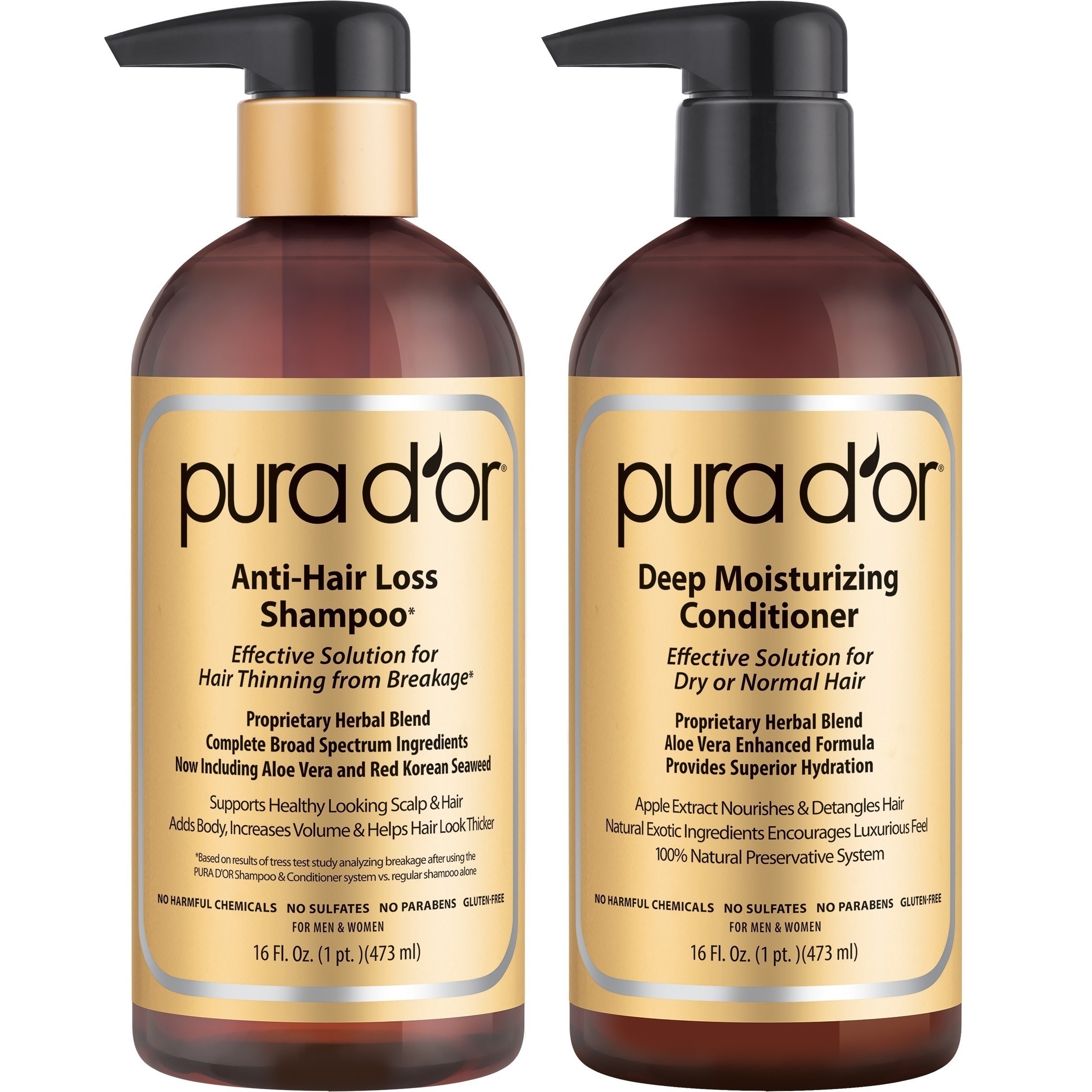 Pura Dor Gold Label Anti Hair Loss 16 Ounce Shampoo Deep