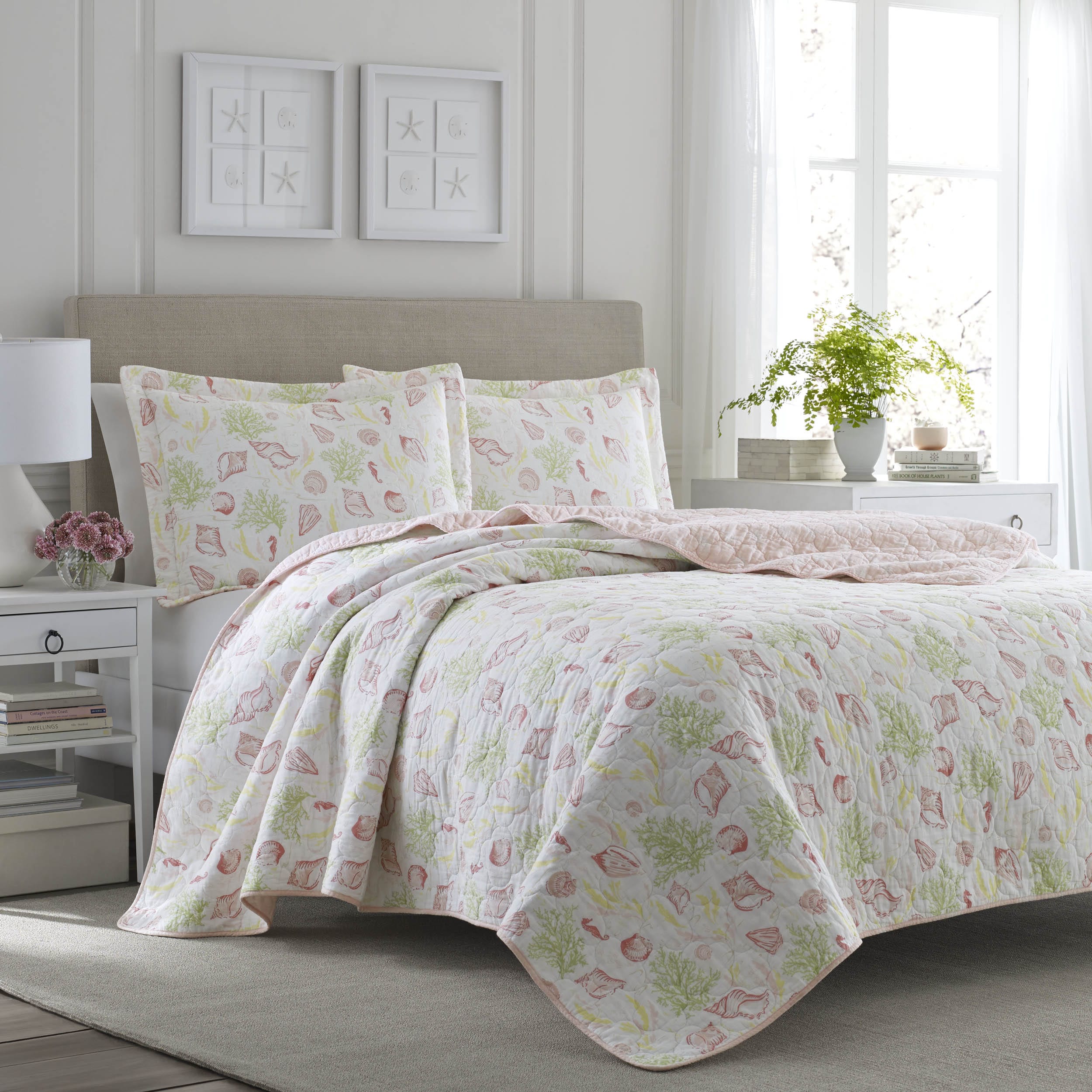 Shop Laura Ashley Harmony Coast Rose 3 Piece Quilt Set Ships To