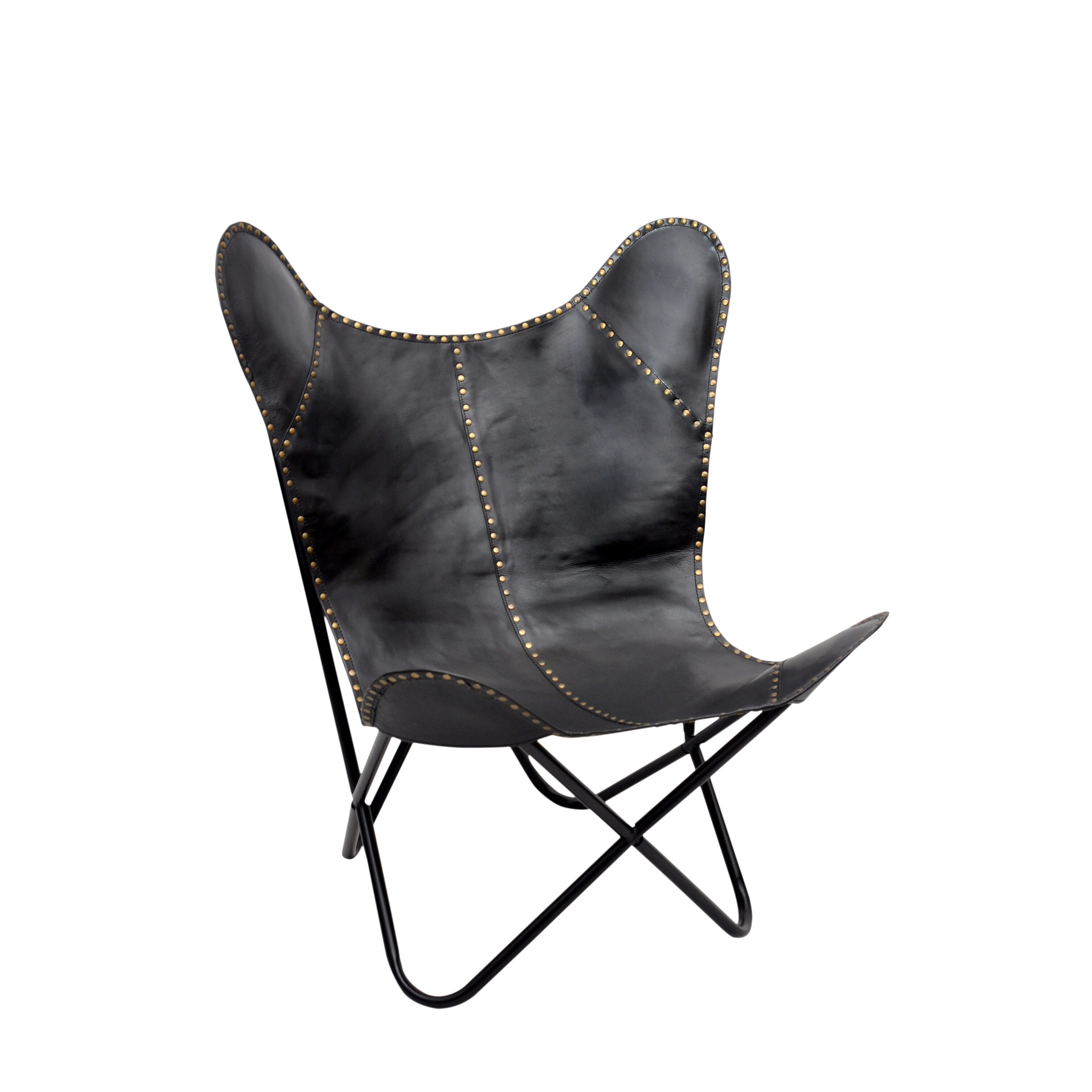Carbon Loft Larkin Modern Black Leather Erfly Chair On Carbon Loft Larkin Modern Black Leather Erfly Chair On Free Shipping Today 20882619