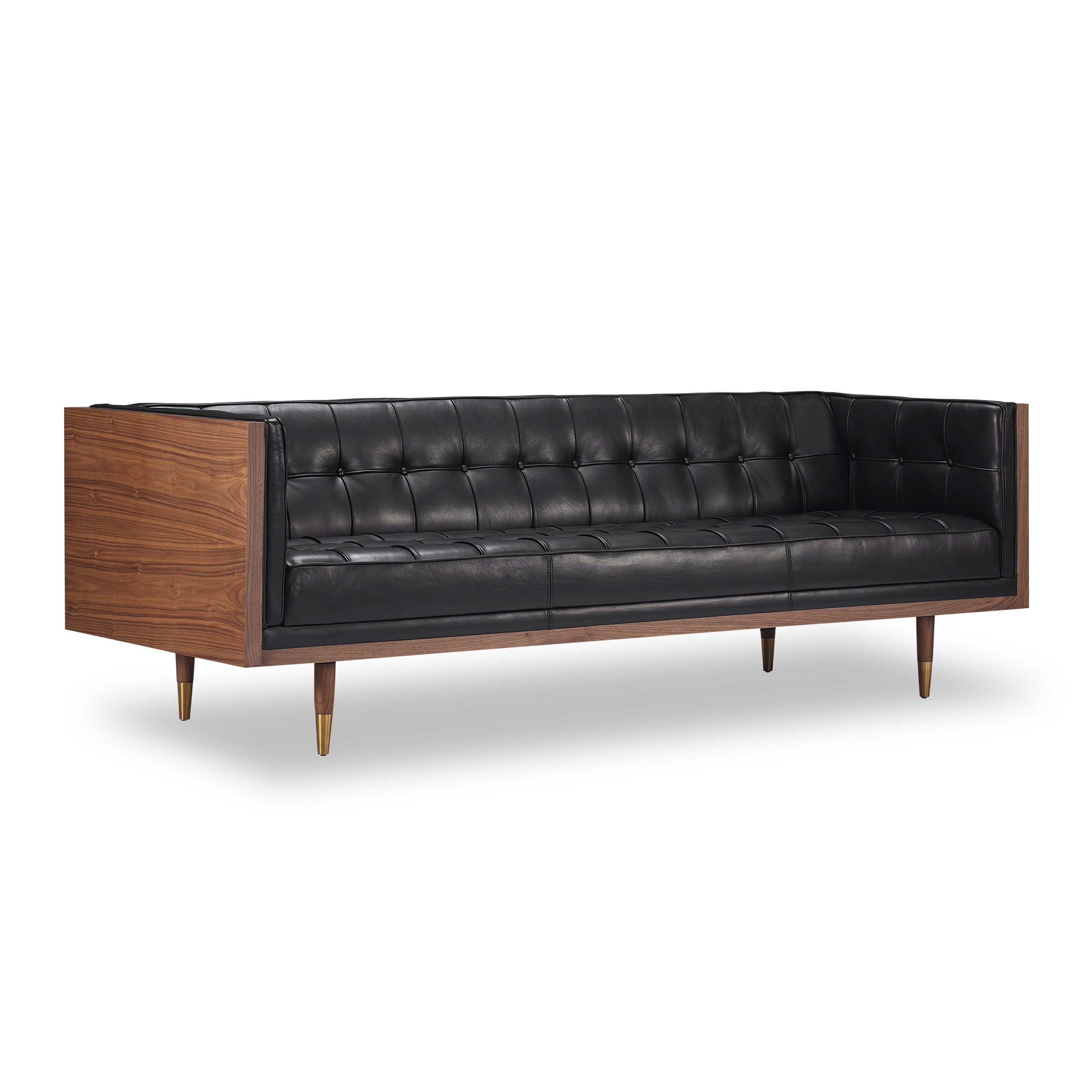 Karl Woodrow Midcentury Modern Box Premium Aniline Leather Karl Woodrow Midcentury Modern Box Premium Aniline Leather Sofa Free Shipping Today 14693154