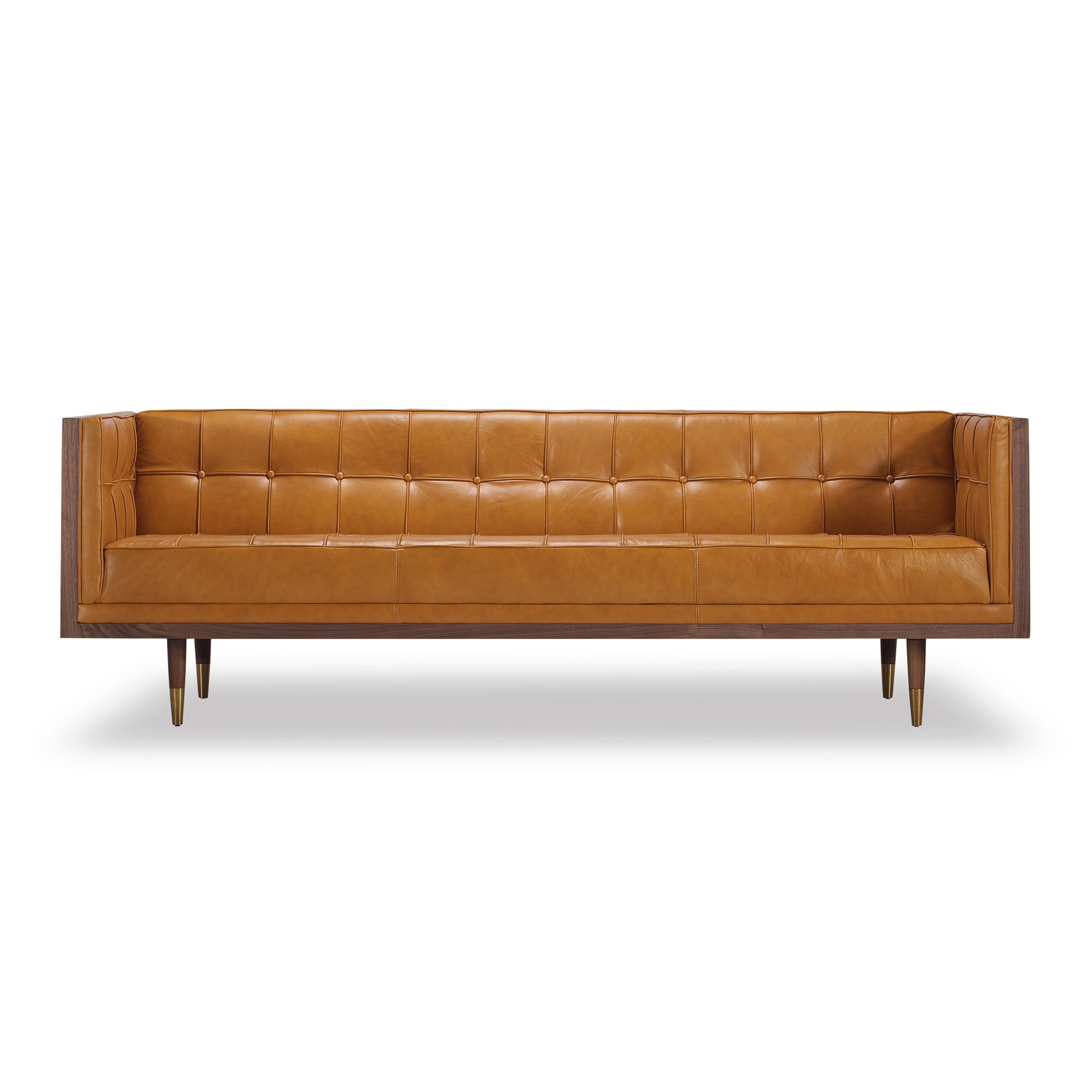 Karl Woodrow Midcentury Modern Box Premium Aniline Leather Karl Woodrow Midcentury Modern Box Premium Aniline Leather Sofa Free Shipping Today 14693154