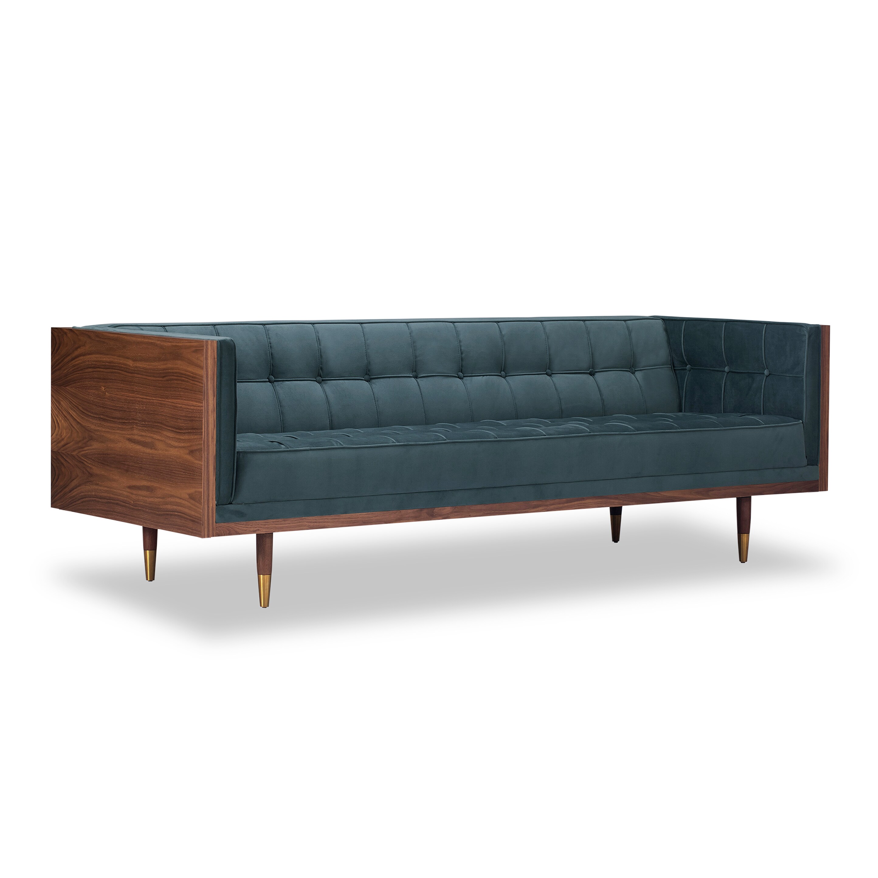 Karl Woodrow Midcentury Modern Box Neptune Velvet Walnut Karl Woodrow Midcentury Modern Box Neptune Velvet Walnut Sofa Free Shipping Today 14693163