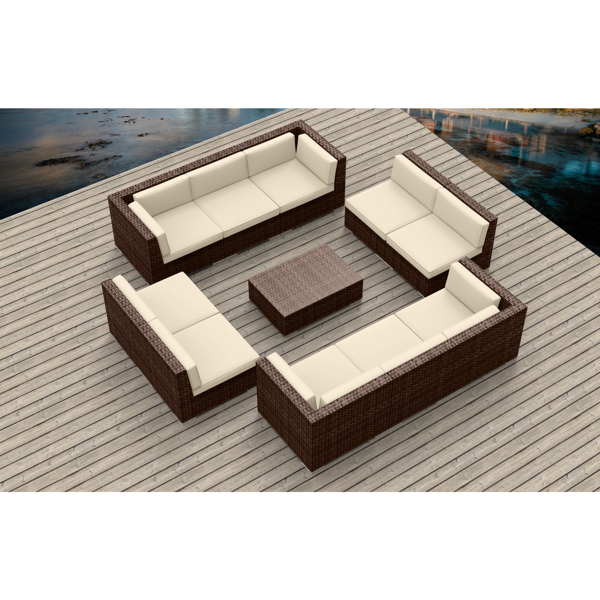 Urban Furnishing Brown Series 11a Modern Outdoor Backyard Urban Furnishing Brown Series 11a Modern Outdoor Backyard Wicker Rattan Patio Furniture Sofa Sectional Couch Set
