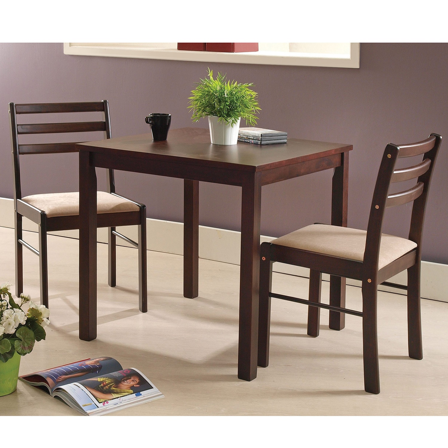 Shop Pilaster Designs Espresso Wood 3 Piece Dining Room Dinette