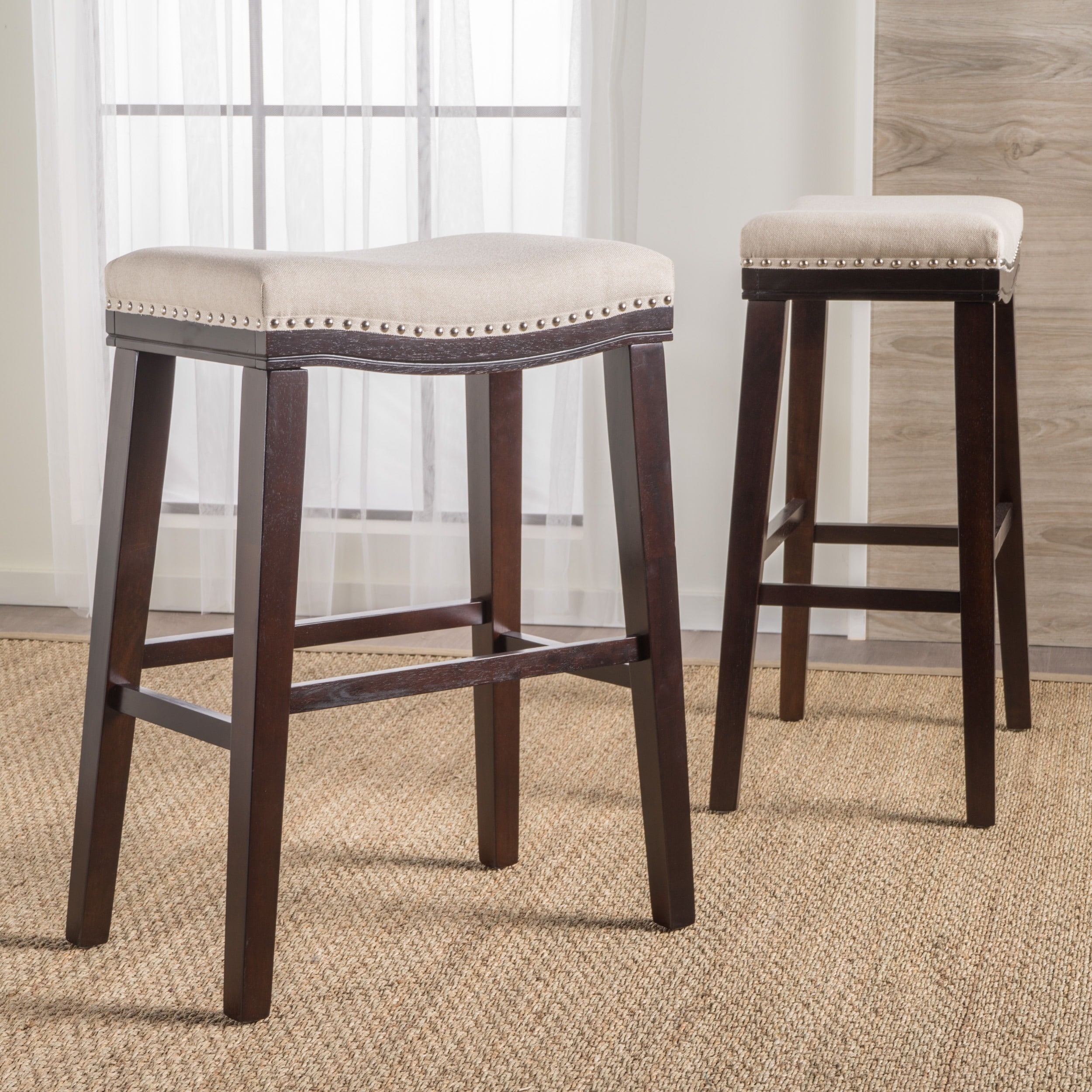 Rosalie 30 Inchsaddle Studded Fabric Barstool Set Of 2 By Rosalie 30 Inchsaddle Studded Fabric Barstool Set Of 2 By Christopher Knight Home On Free Shipping Today 15073026
