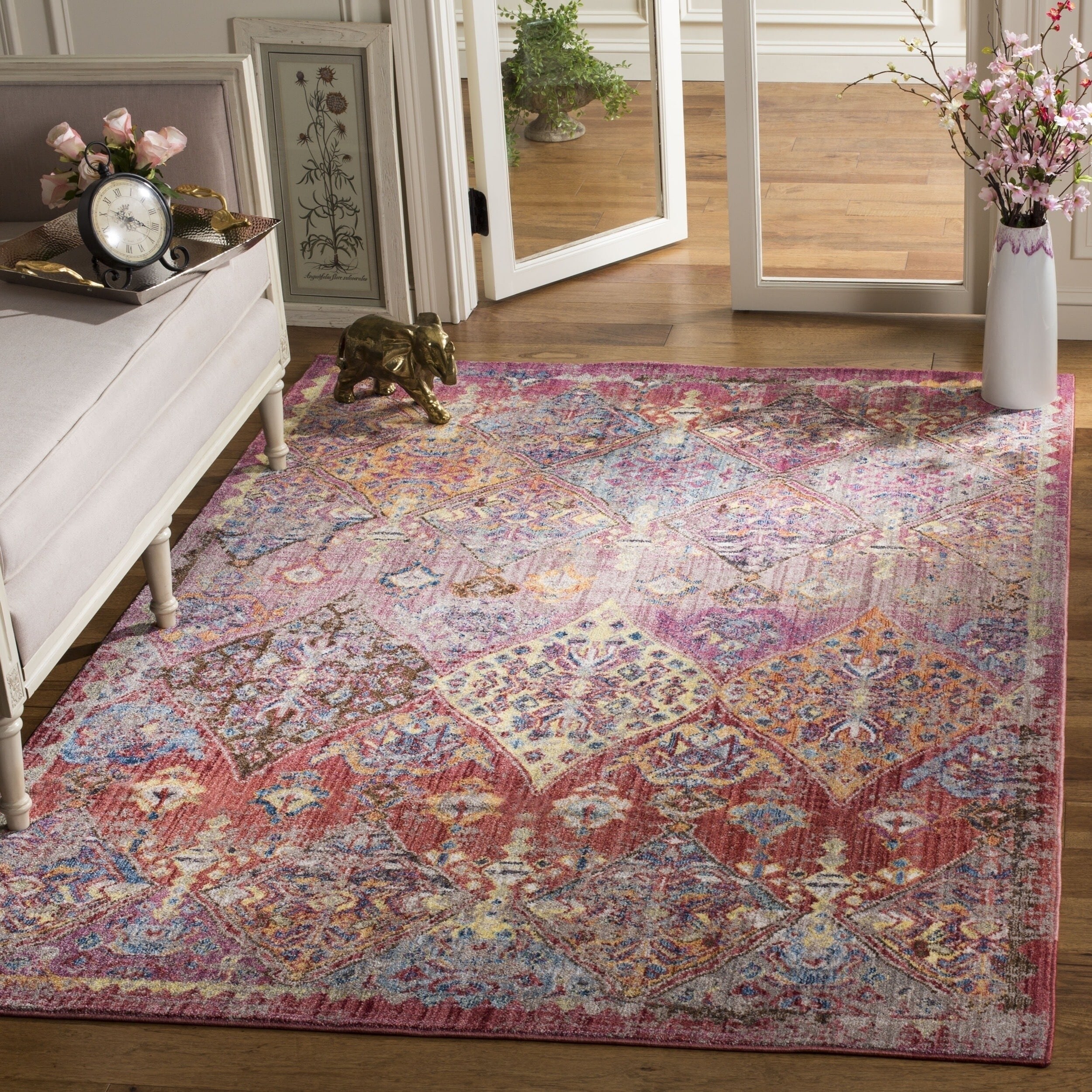 Safavieh Bristol Bohemian Pink Multi Polyester Area Rug 9 X 12