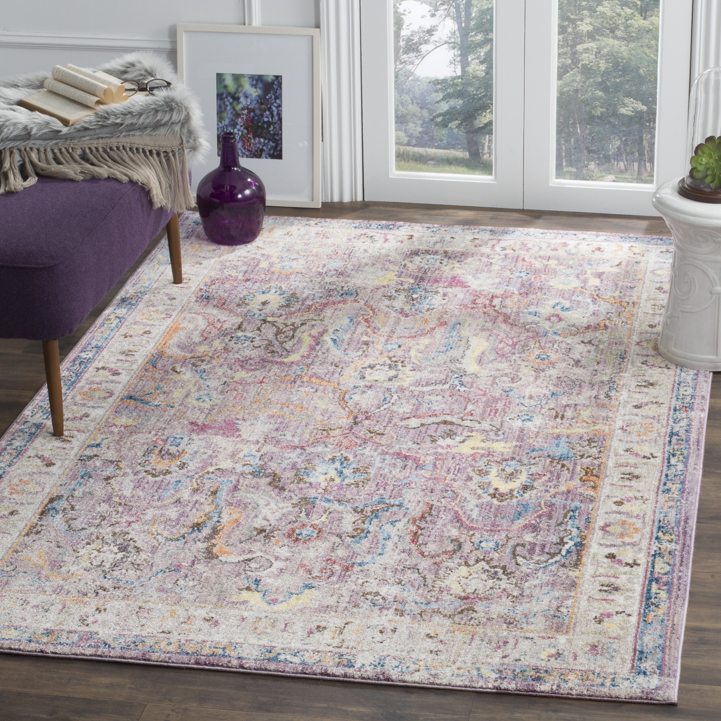 Shop Safavieh Bristol Transitional Purple Grey Polyester Area Rug