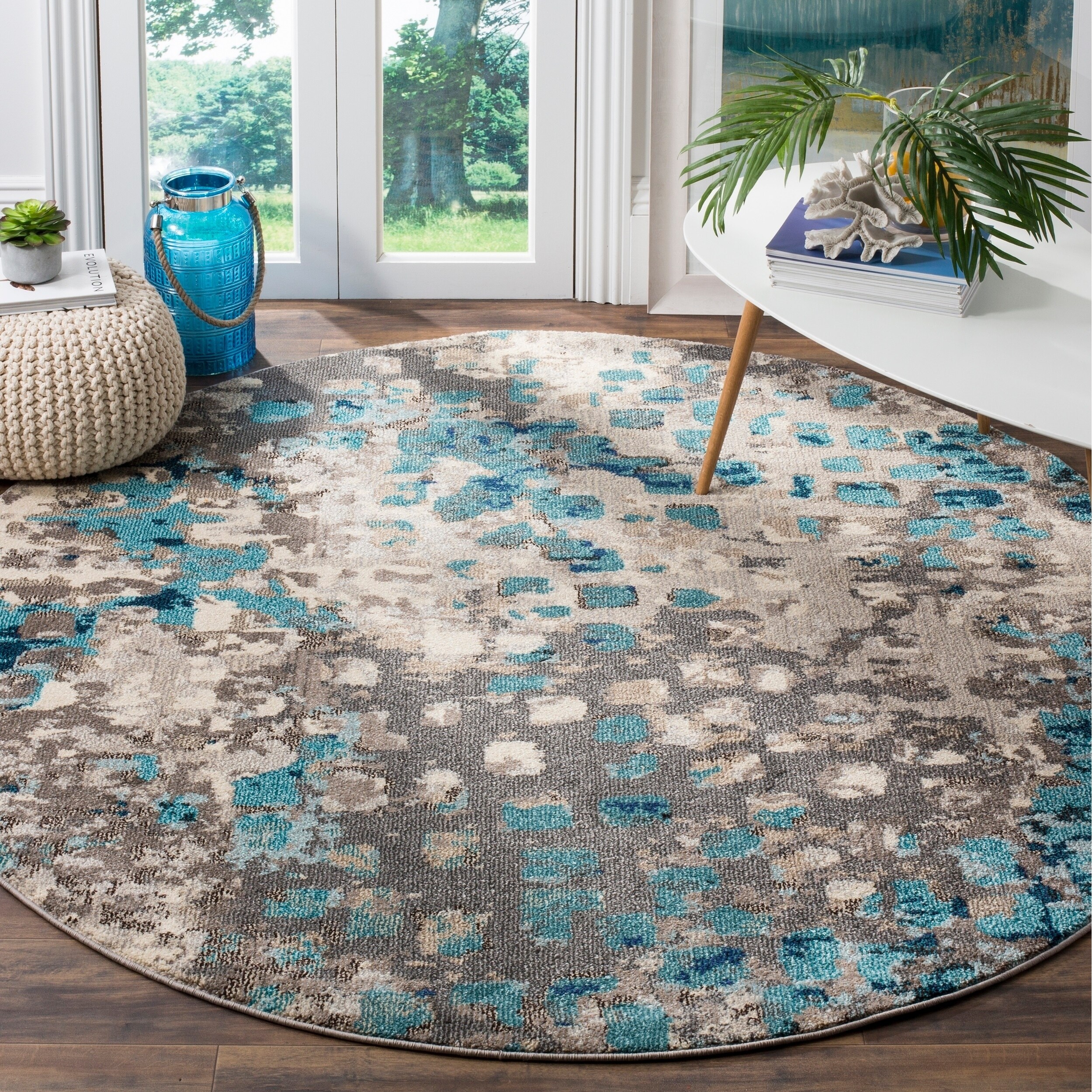 Shop Safavieh Monaco Abstract Watercolor Grey Blue Distressed Rug