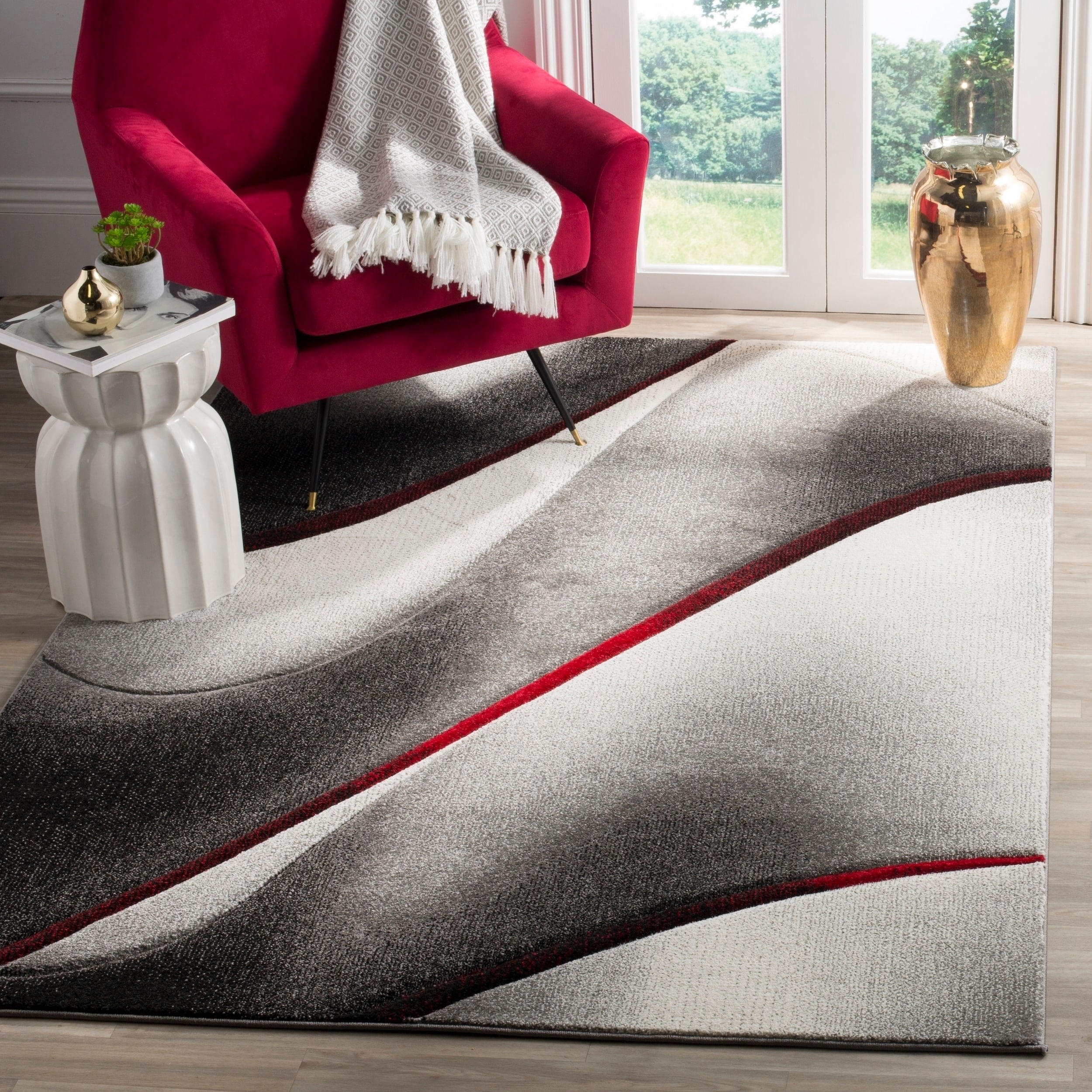 Safavieh Hollywood Grey Red Area Rug 5 3 X 7 6 On Safavieh Hollywood Grey Red Area Rug 5 3 X 7 6 On Free Shipping Today 15198925