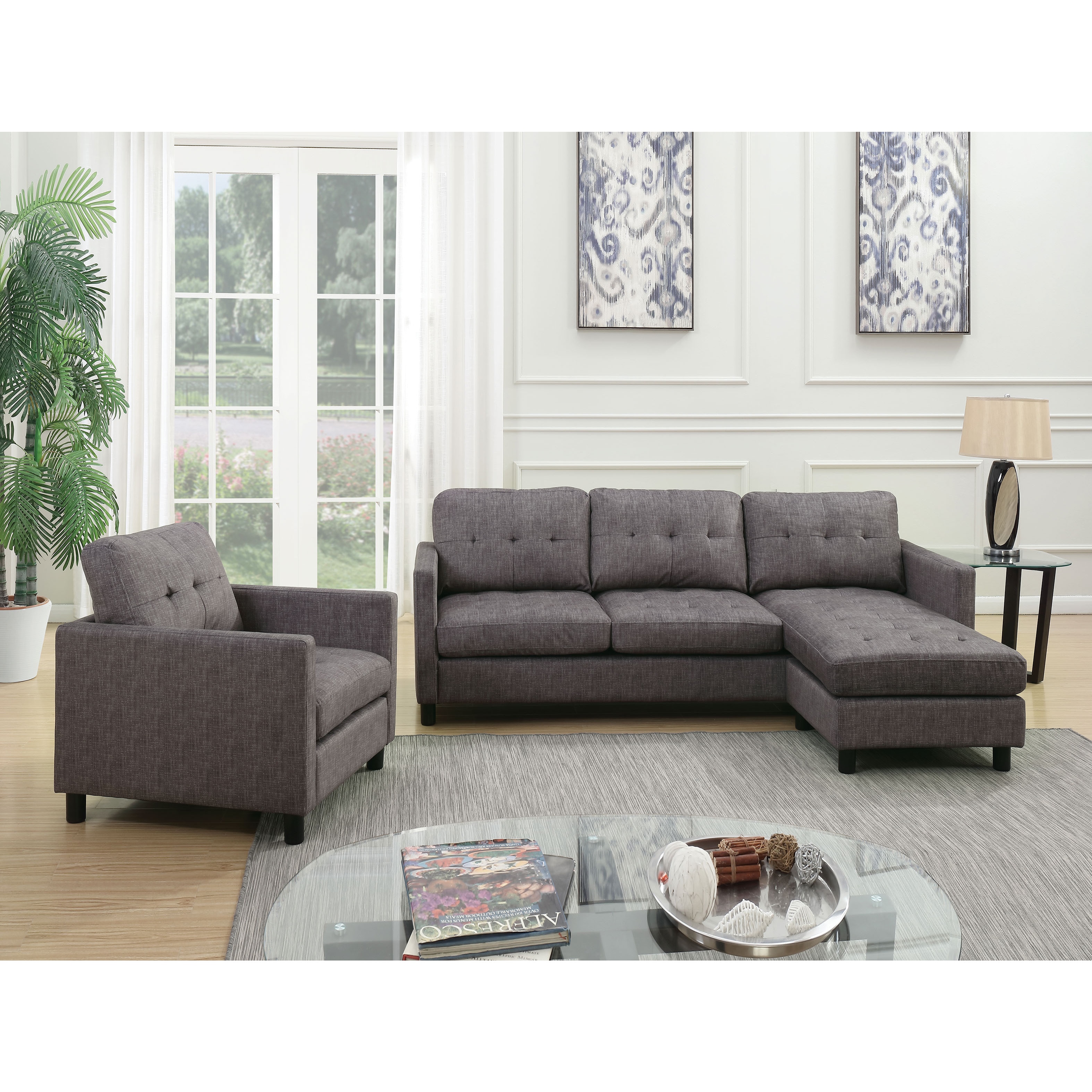 Acme Furniture Ceasar Sectional Sofa Revisable Ottoman Gray Acme Furniture Ceasar Sectional Sofa Revisable Ottoman Gray Fabric Free Shipping Today 15219959