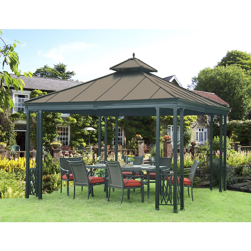 Shop 12ft X 12ft Waterford Gazebo Faux Copper Top Free Shipping