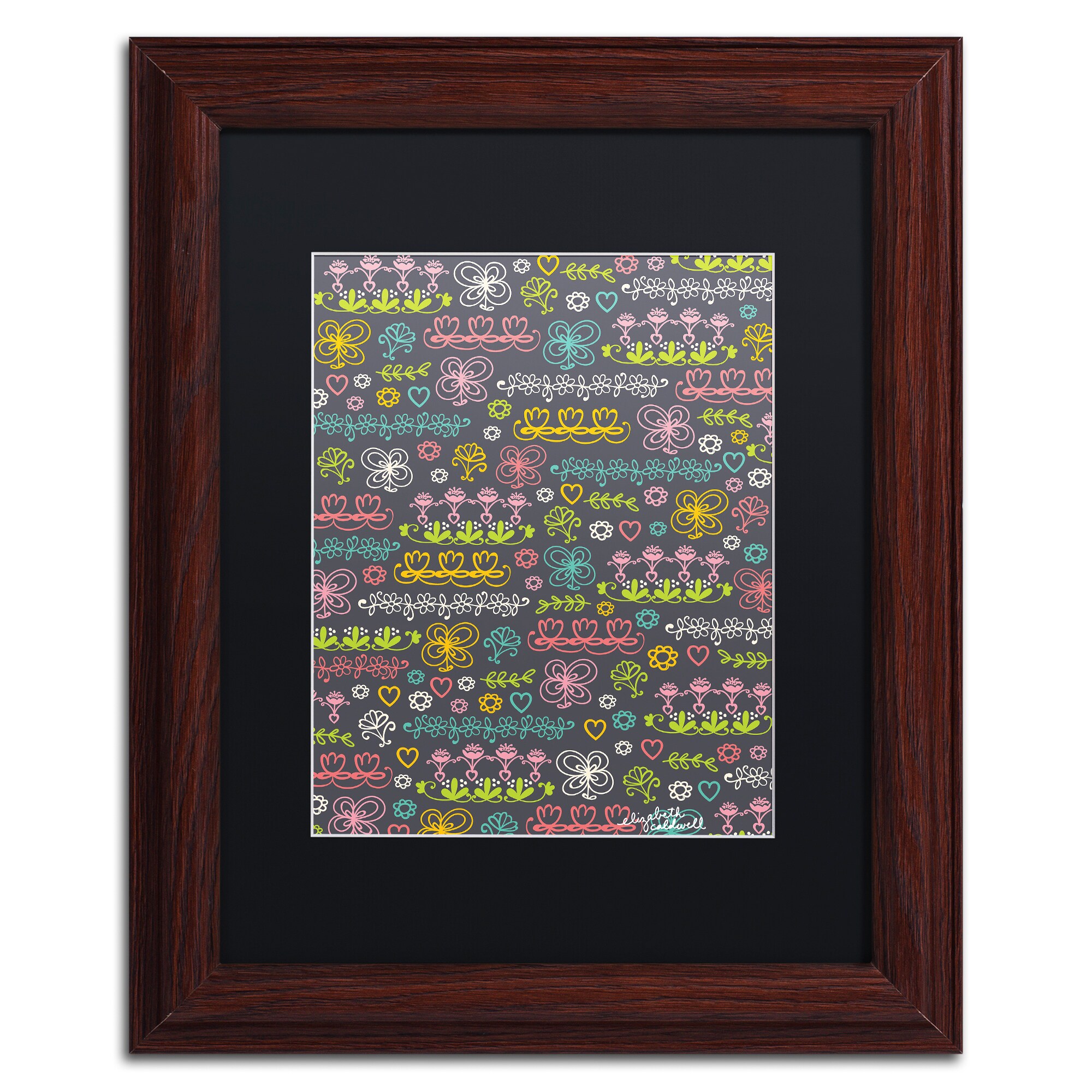 Elizabeth Caldwell Doodle Flowers Matted Framed Art Multi Free