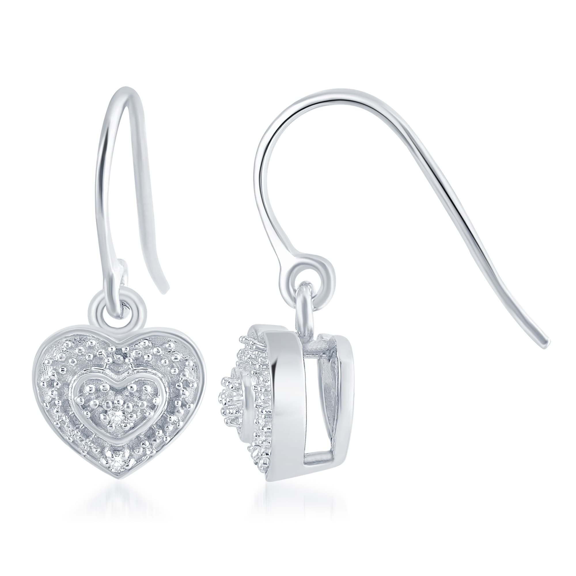 Sterling Silver 0 04ct Tdw Diamond Heart Dangle Earring Free Sterling Silver 0 04ct Tdw Diamond Heart Dangle Earring Free Shipping Today 21742794